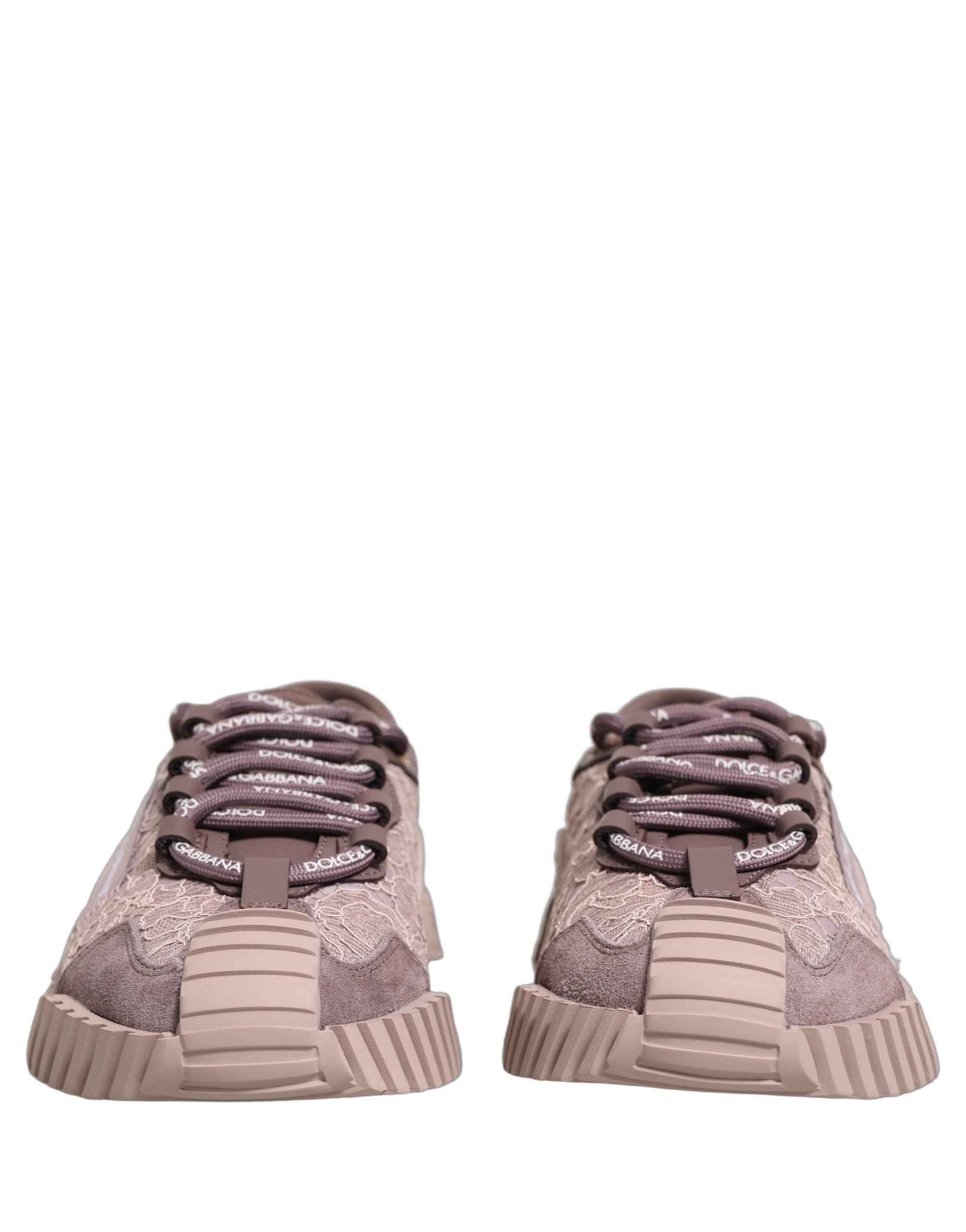 Dolce & Gabbana Pink Lace NS1 Low Top Sneaker Sports Shoes
