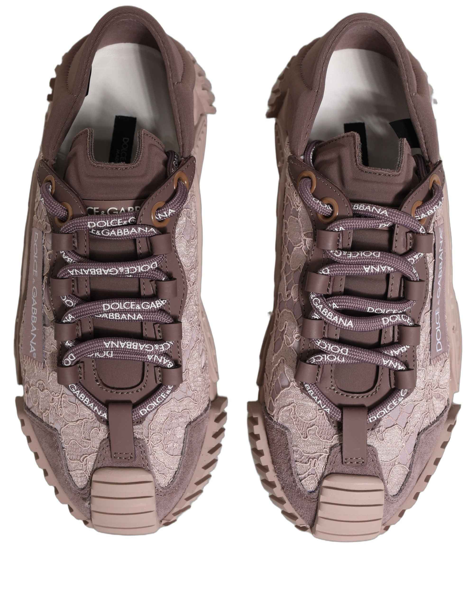 Dolce & Gabbana Pink Lace NS1 Low Top Sneaker Sports Shoes