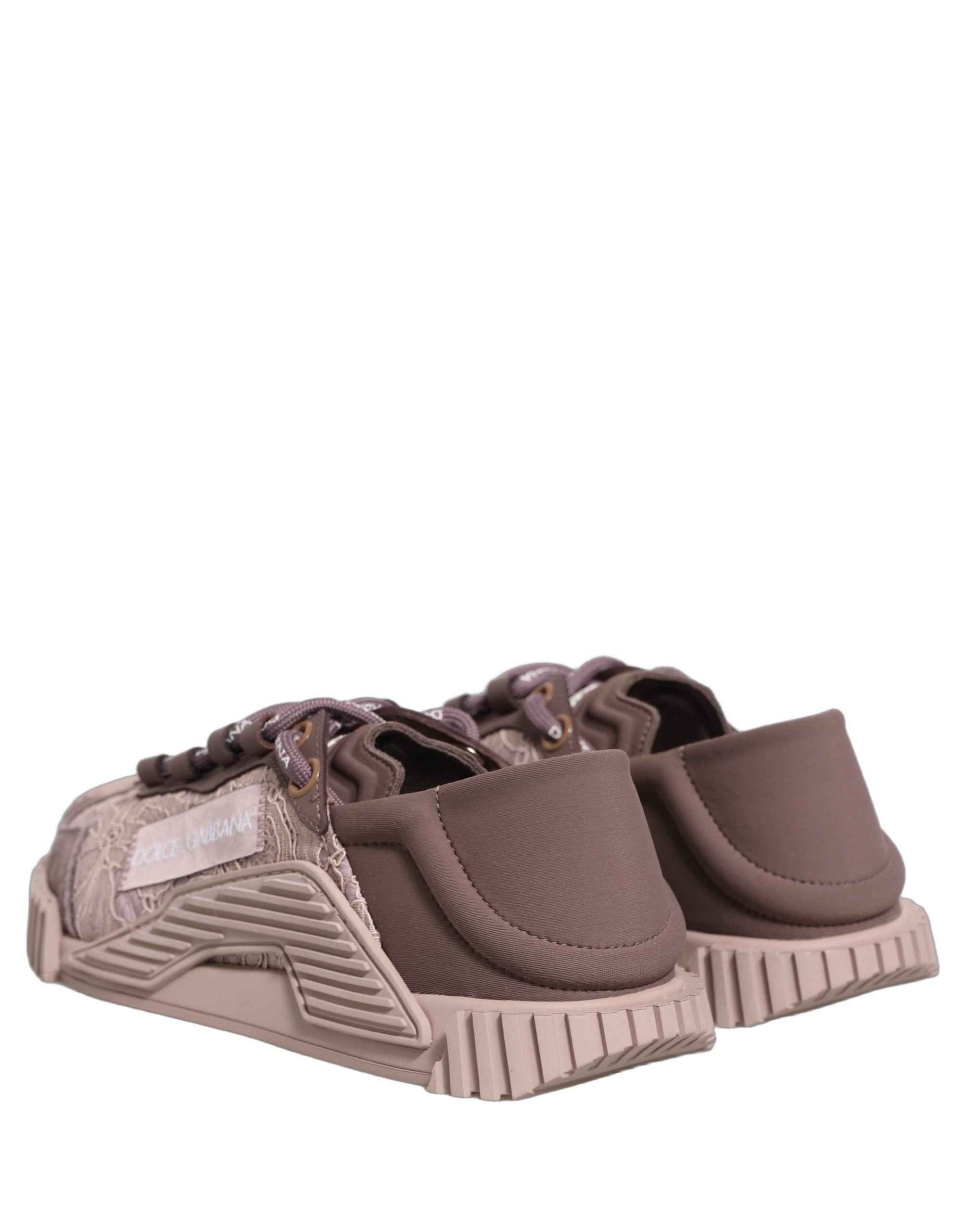 Dolce & Gabbana Pink Lace NS1 Low Top Sneaker Sports Shoes