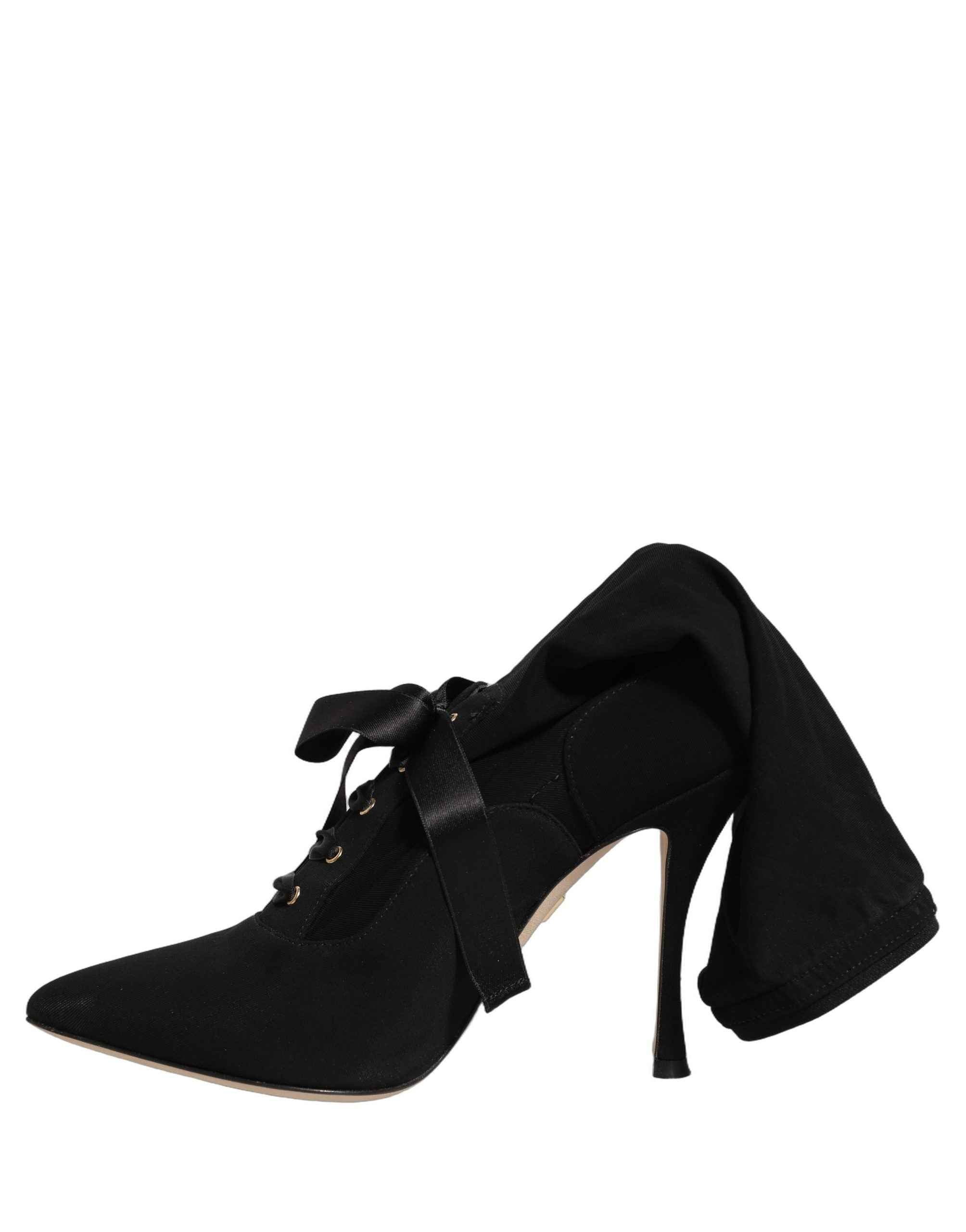 Dolce & Gabbana Black Stiletto Heels Mid Calf Boots Shoes