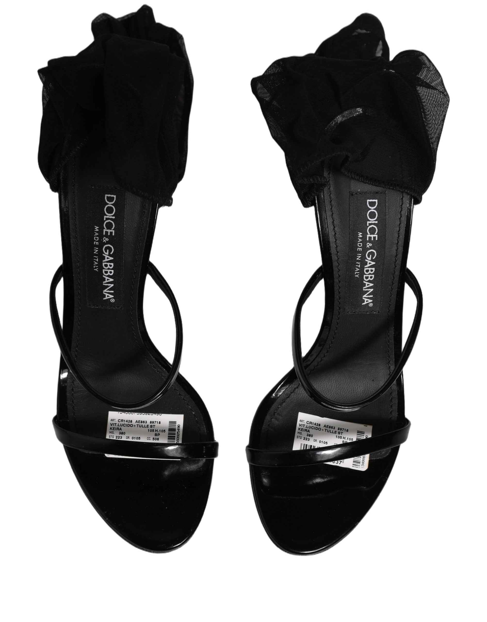 Dolce & Gabbana Stiletto Sandals Socks Knee High Boots Black