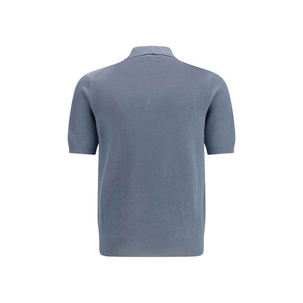 Brunello Cucinelli Blue Cotton Polo Shirt