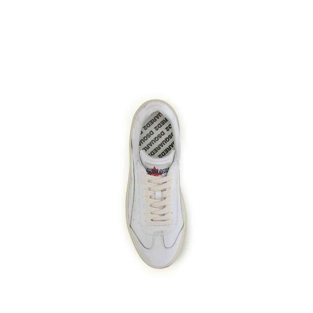 Dsquared² White Calf Leather Bos Taurus Low Top Sneakers