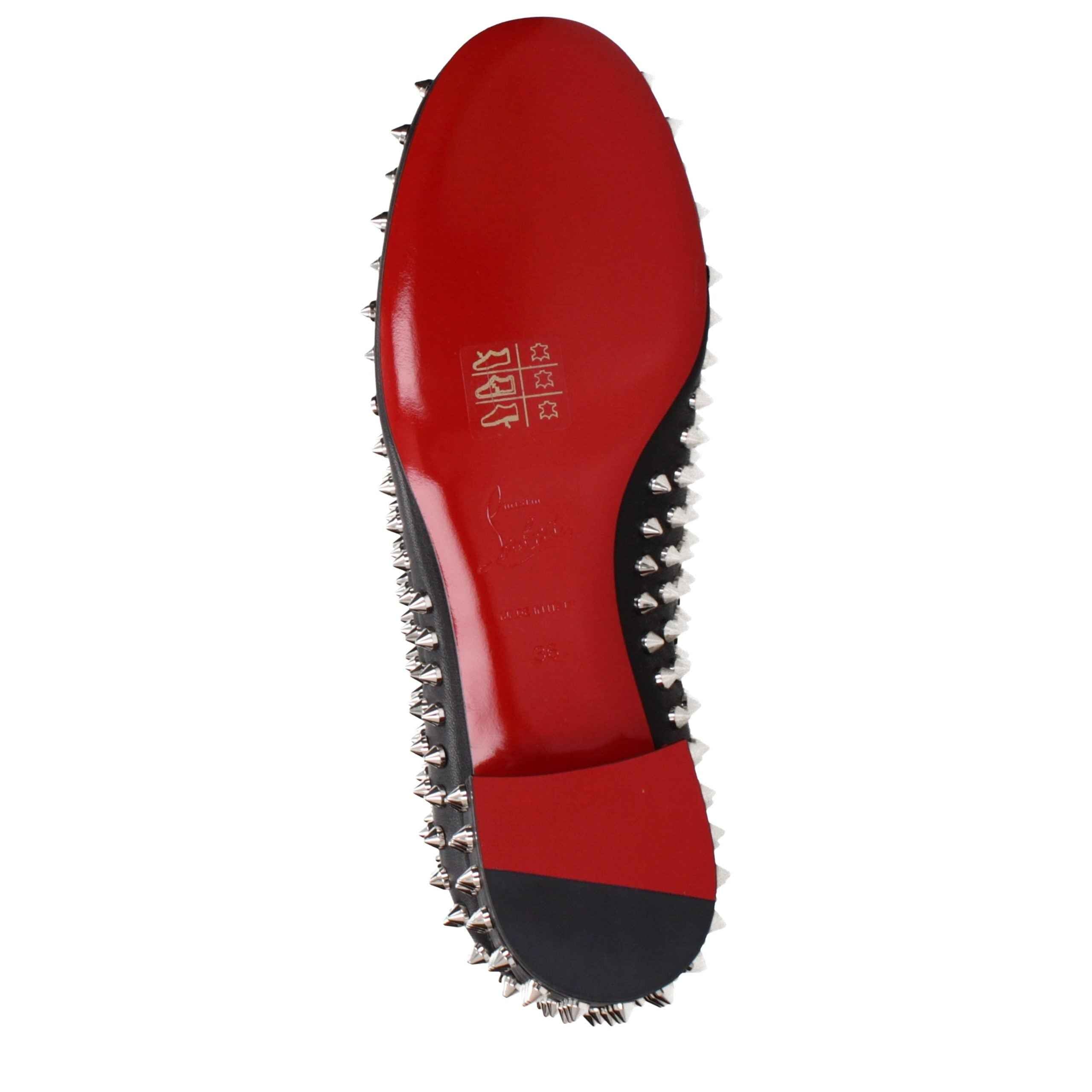 Christian Louboutin Black Leather Slip-On Loafers