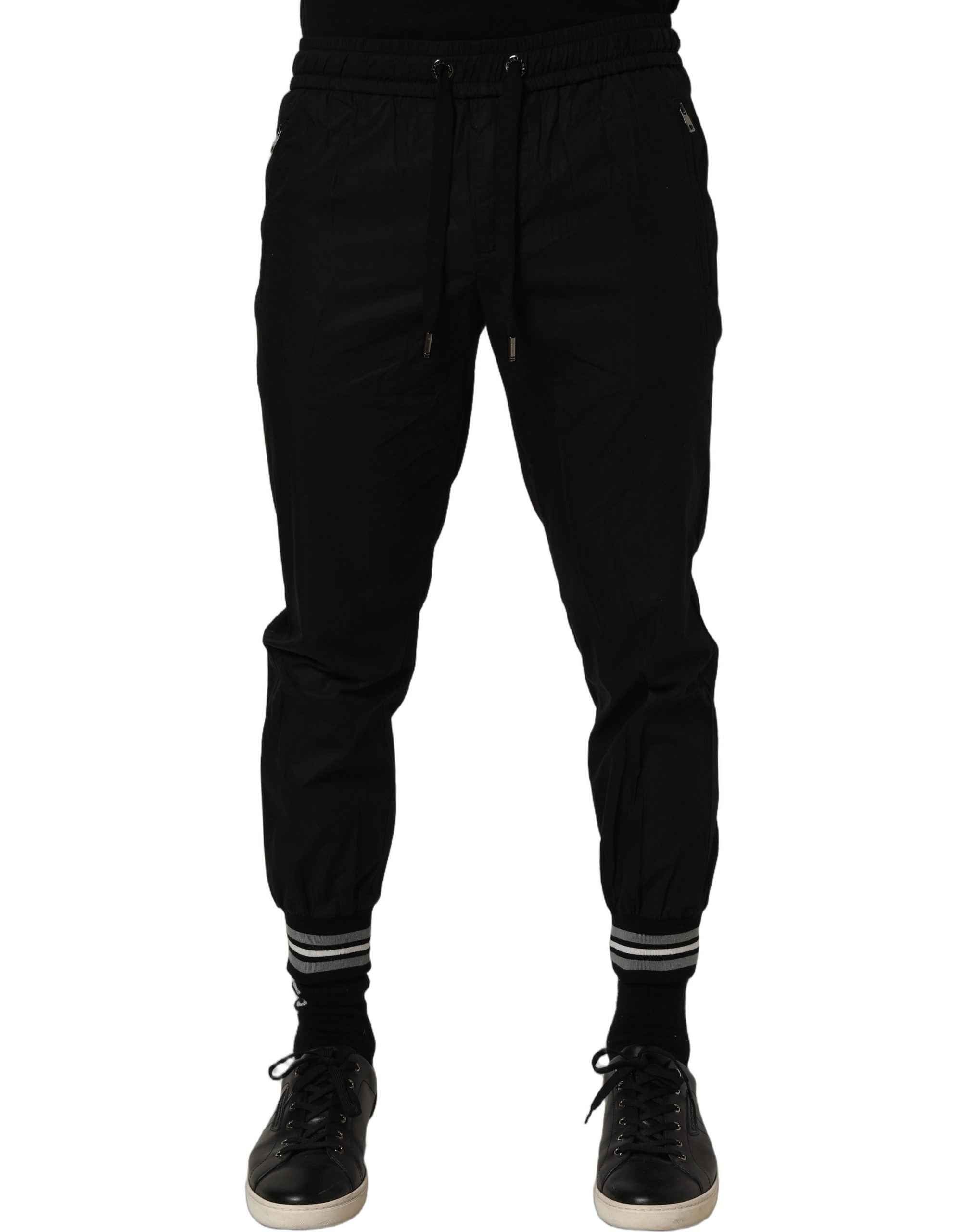Dolce & Gabbana Black Cotton Mid Waist Jogger Sweatpants Pants