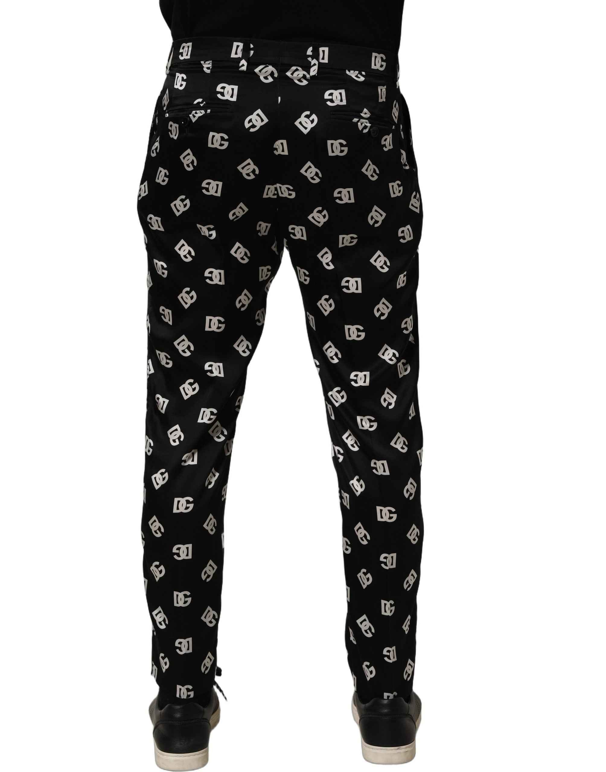 Dolce & Gabbana Black Silk Skinny Leg Dress Men Trouser Pants