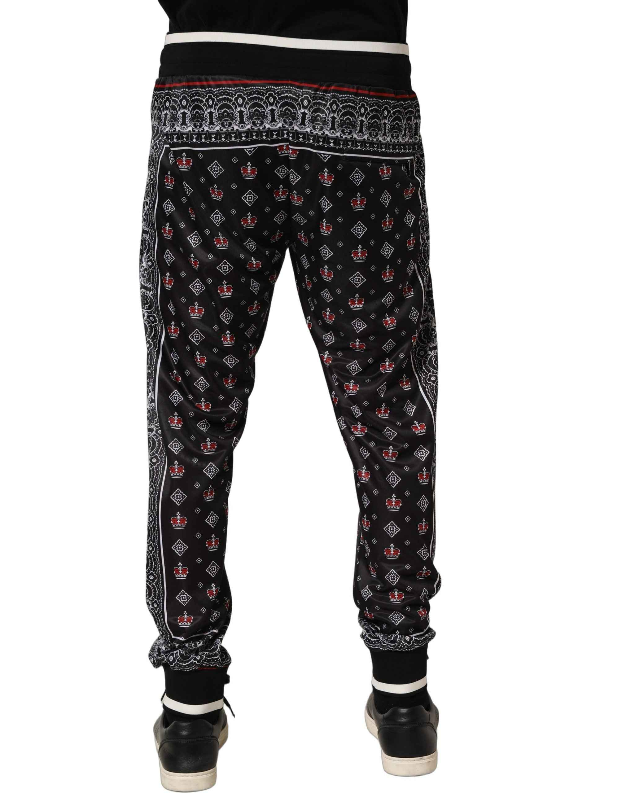 Dolce & Gabbana Black Bandana Crown Jogger Men Trouser Pants