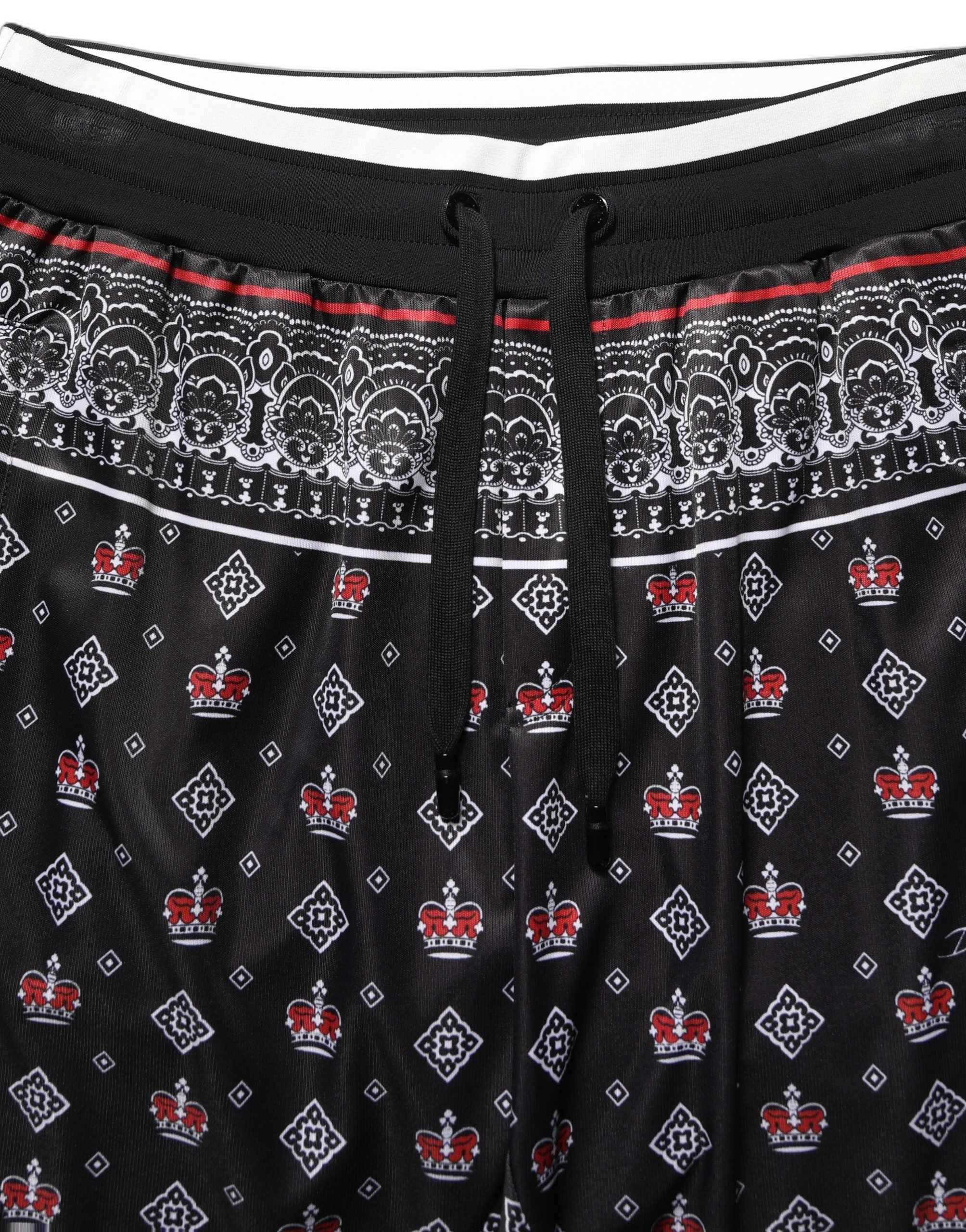 Dolce & Gabbana Black Bandana Crown Jogger Men Trouser Pants
