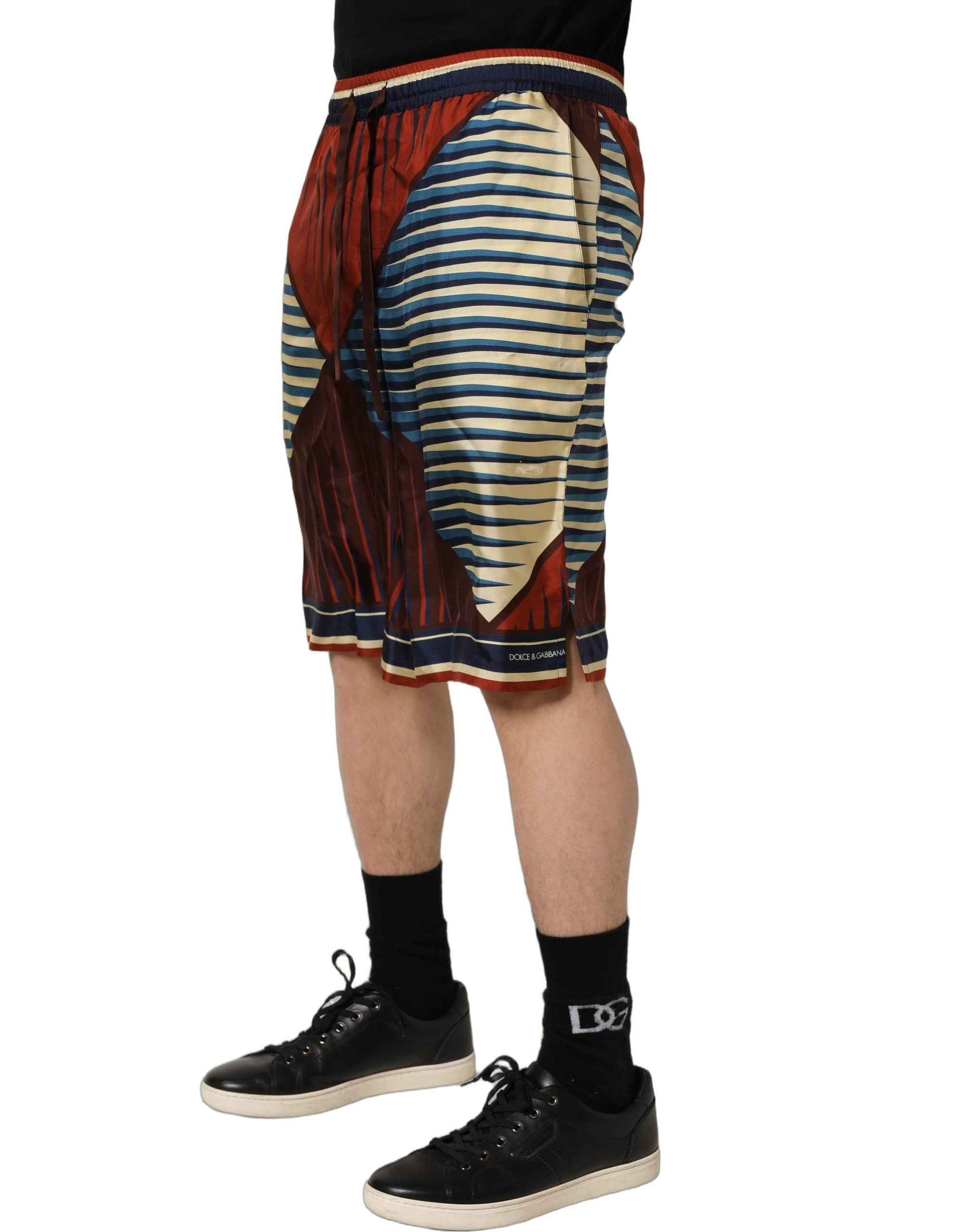 Dolce & Gabbana Multicolor Geometric Silk Men Bermuda Shorts