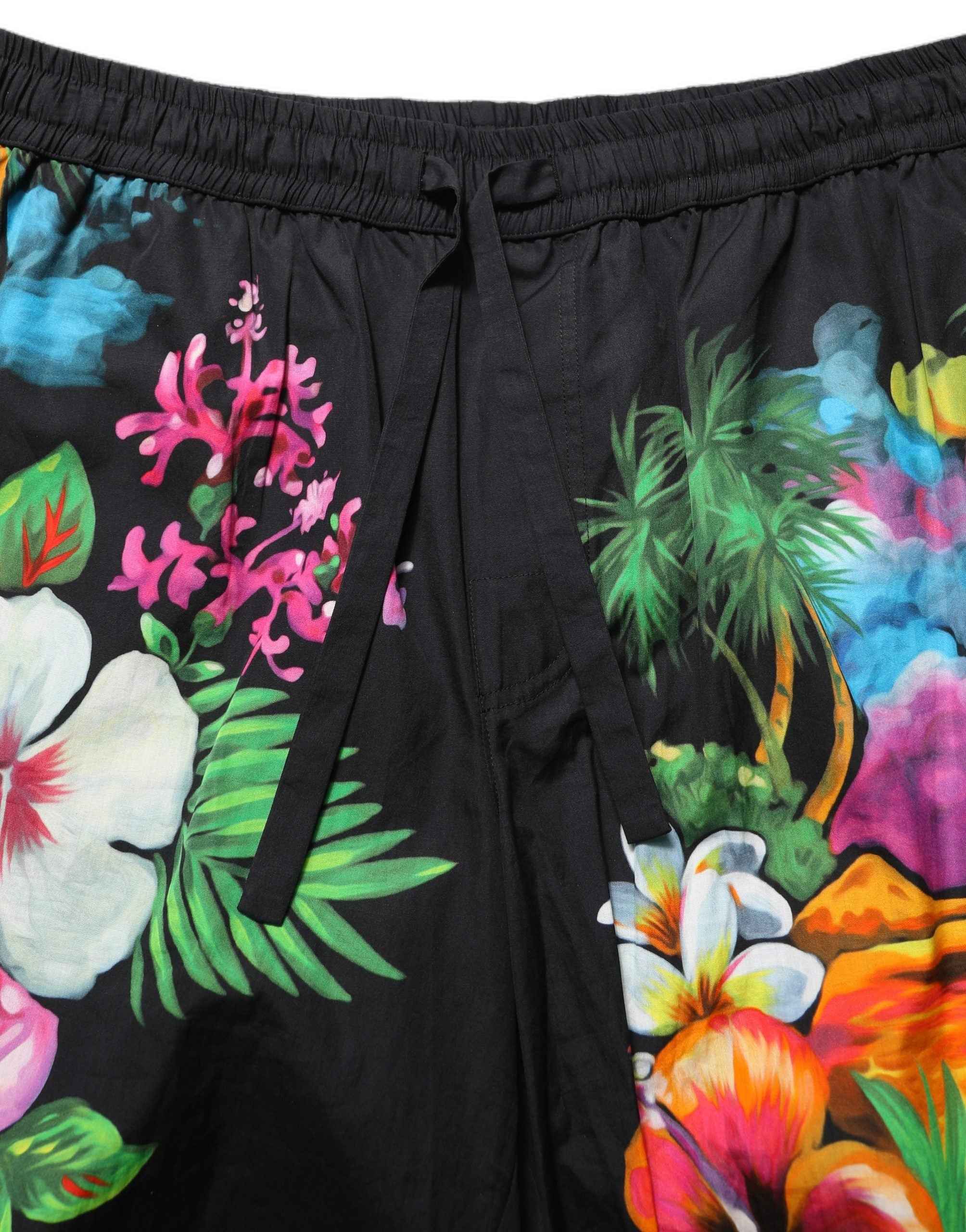 Dolce & Gabbana Black Cotton Tropical Floral Bermuda Shorts