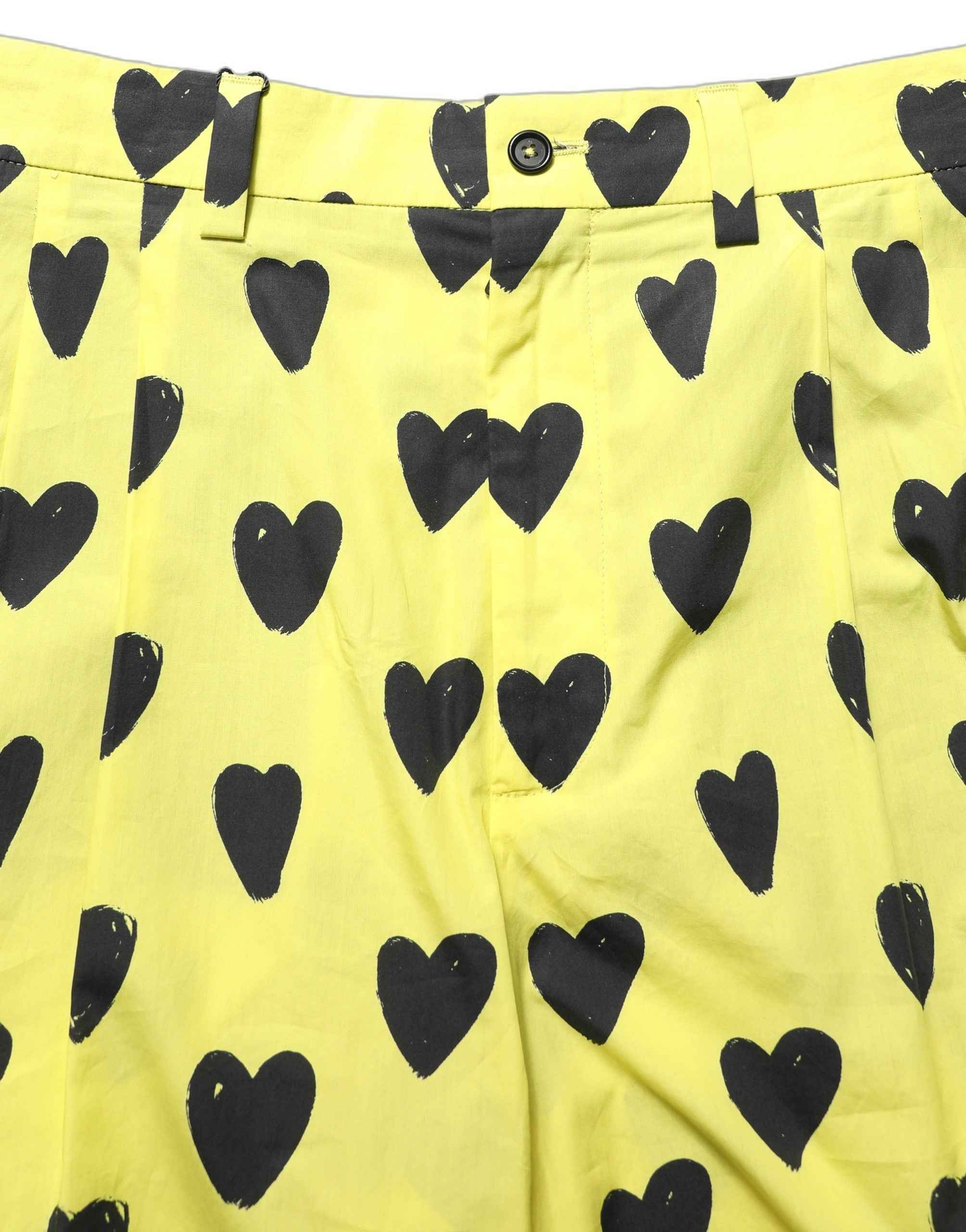 Dolce & Gabbana Yellow Cotton Heart Print Men Bermuda Shorts