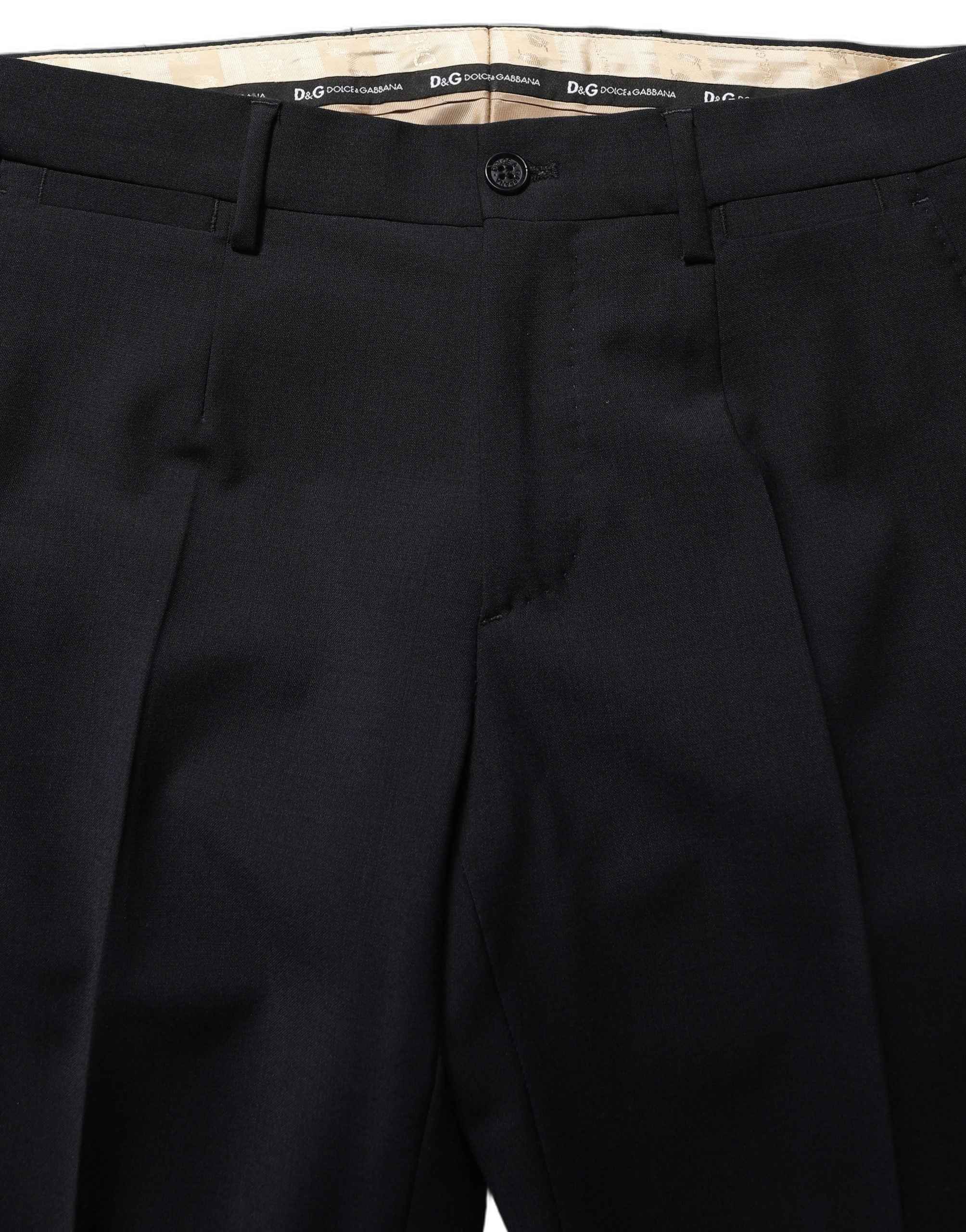 Dolce & Gabbana Black Wool Slim Fit Formal 3 Piece Men Suit