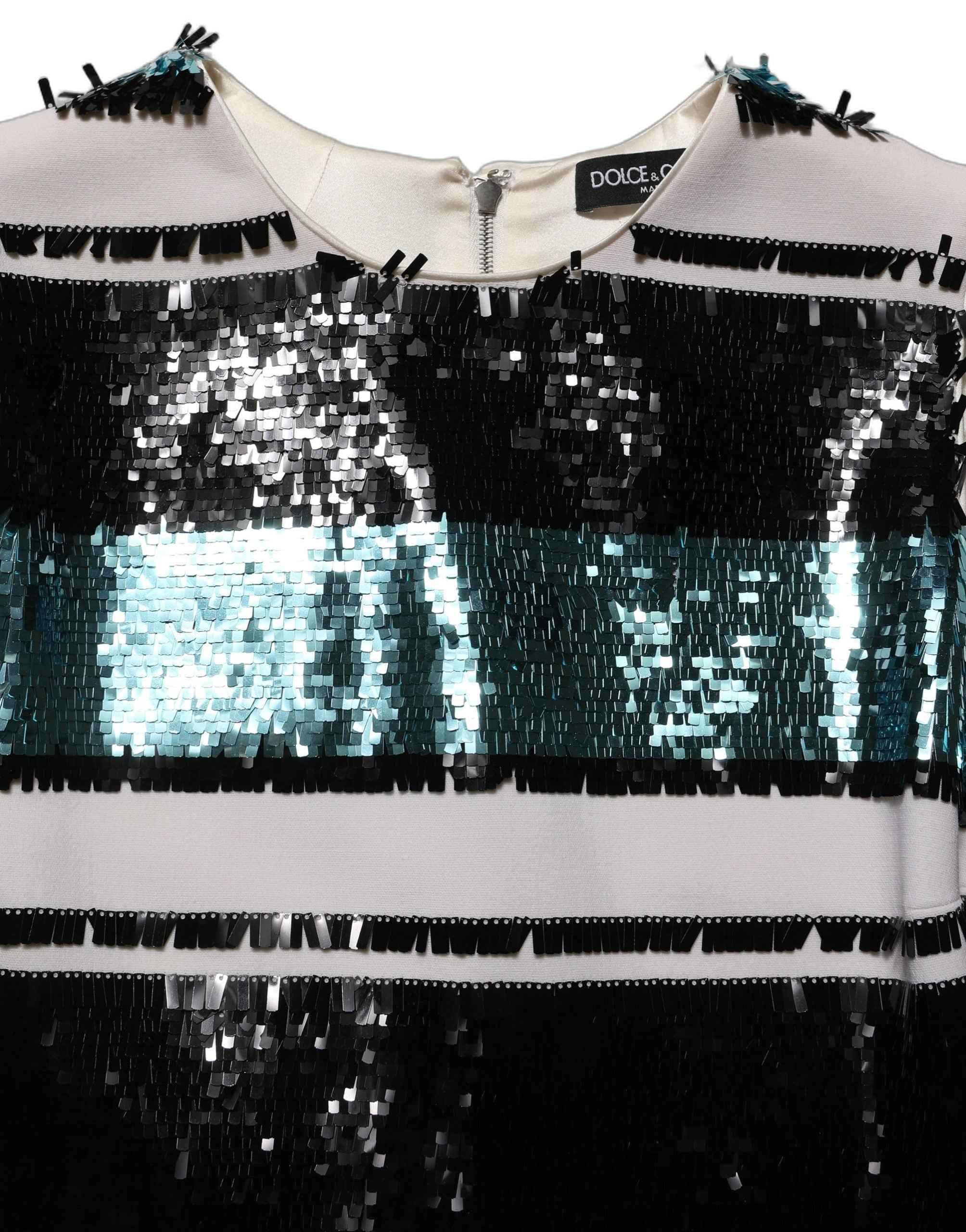 Dolce & Gabbana Multicolor Sequined Sleeveless Shift Dress