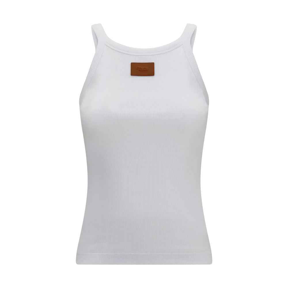 Fendi White Cotton Sleeveles T-Shirt