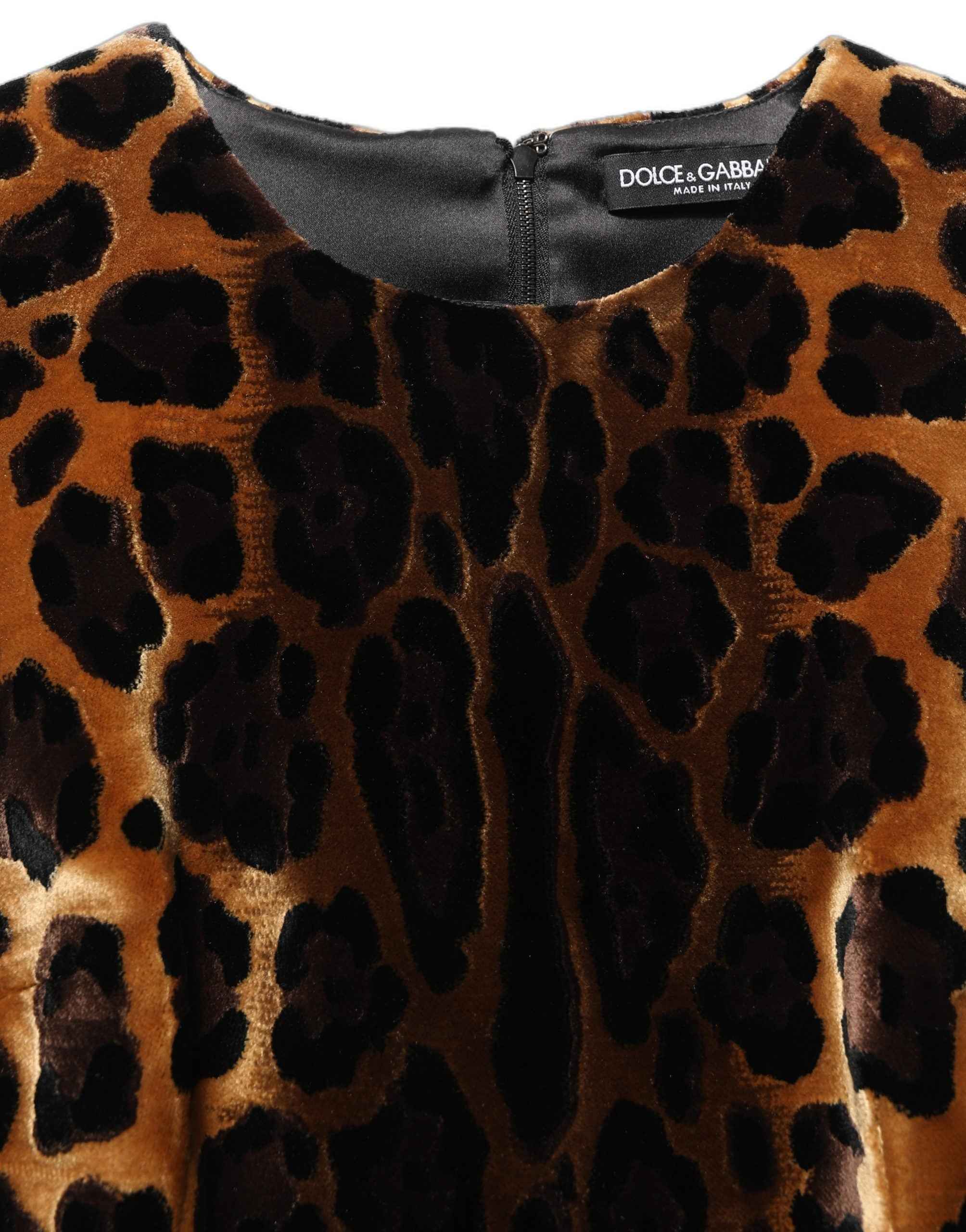 Dolce & Gabbana Brown Leopard Sleeveless Sheath Mini Dress