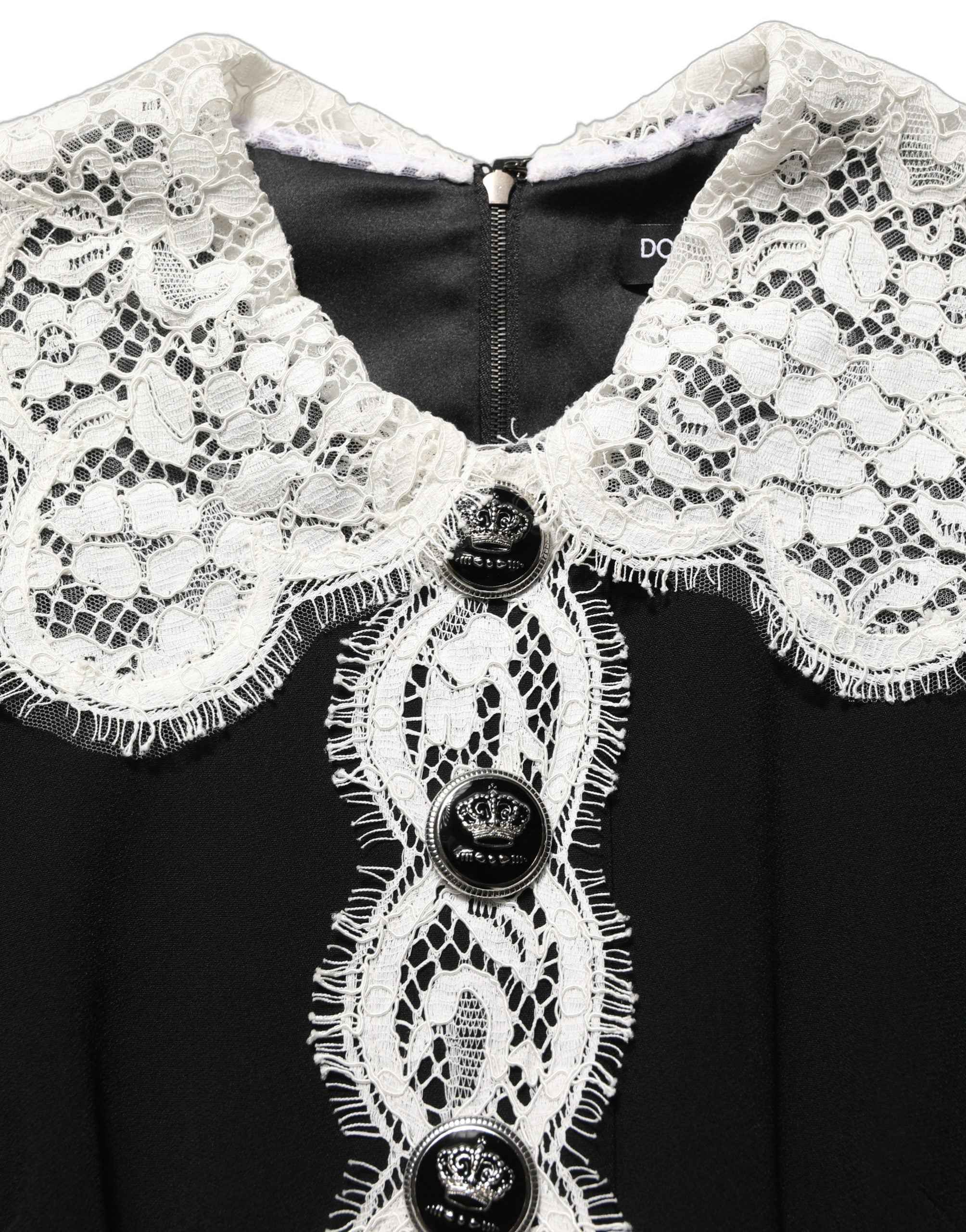 Dolce & Gabbana Black Lace Detailing Long Sleeves Midi Dress