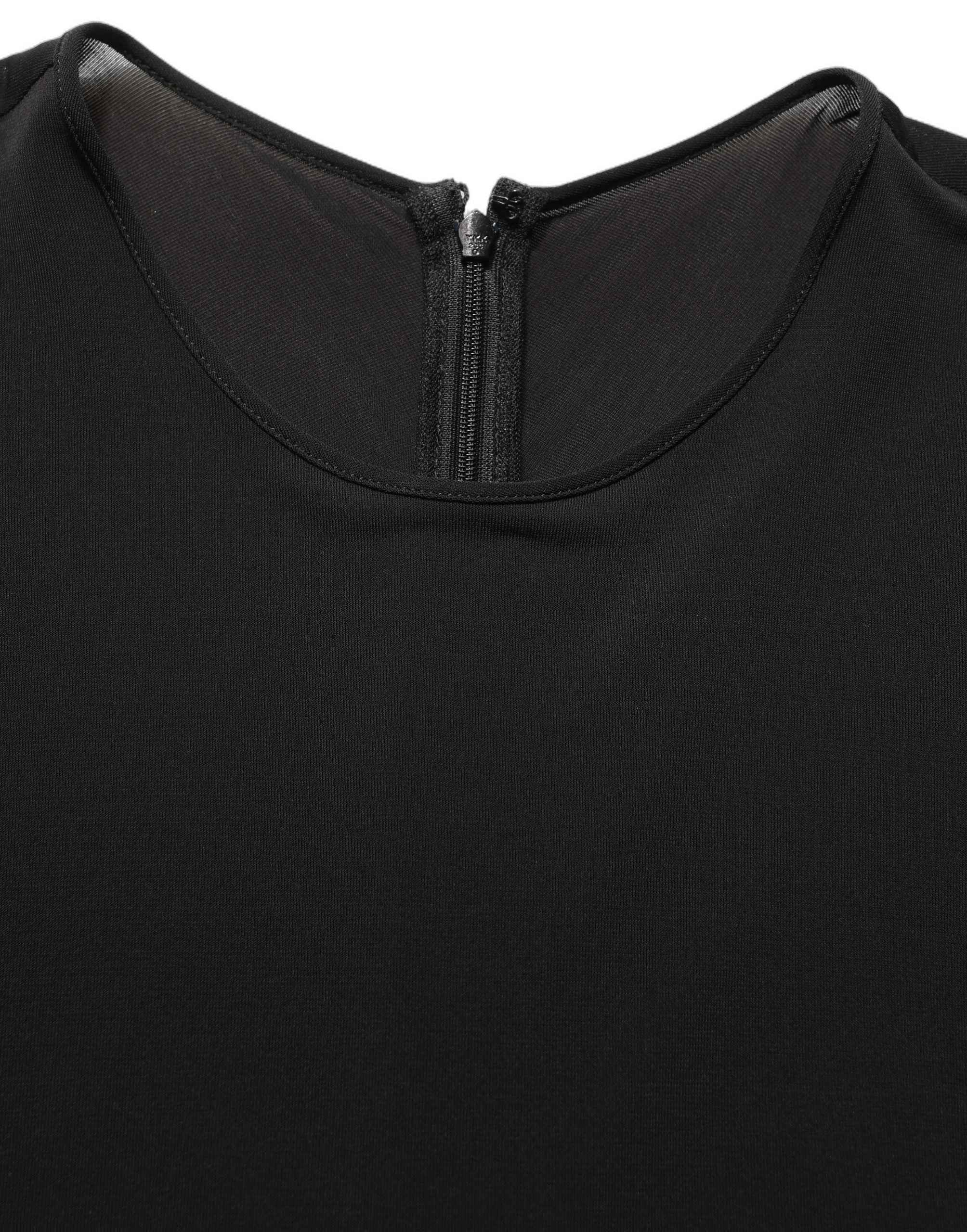 Dolce & Gabbana Black Cotton Long Sleeves Sheath Maxi Dress