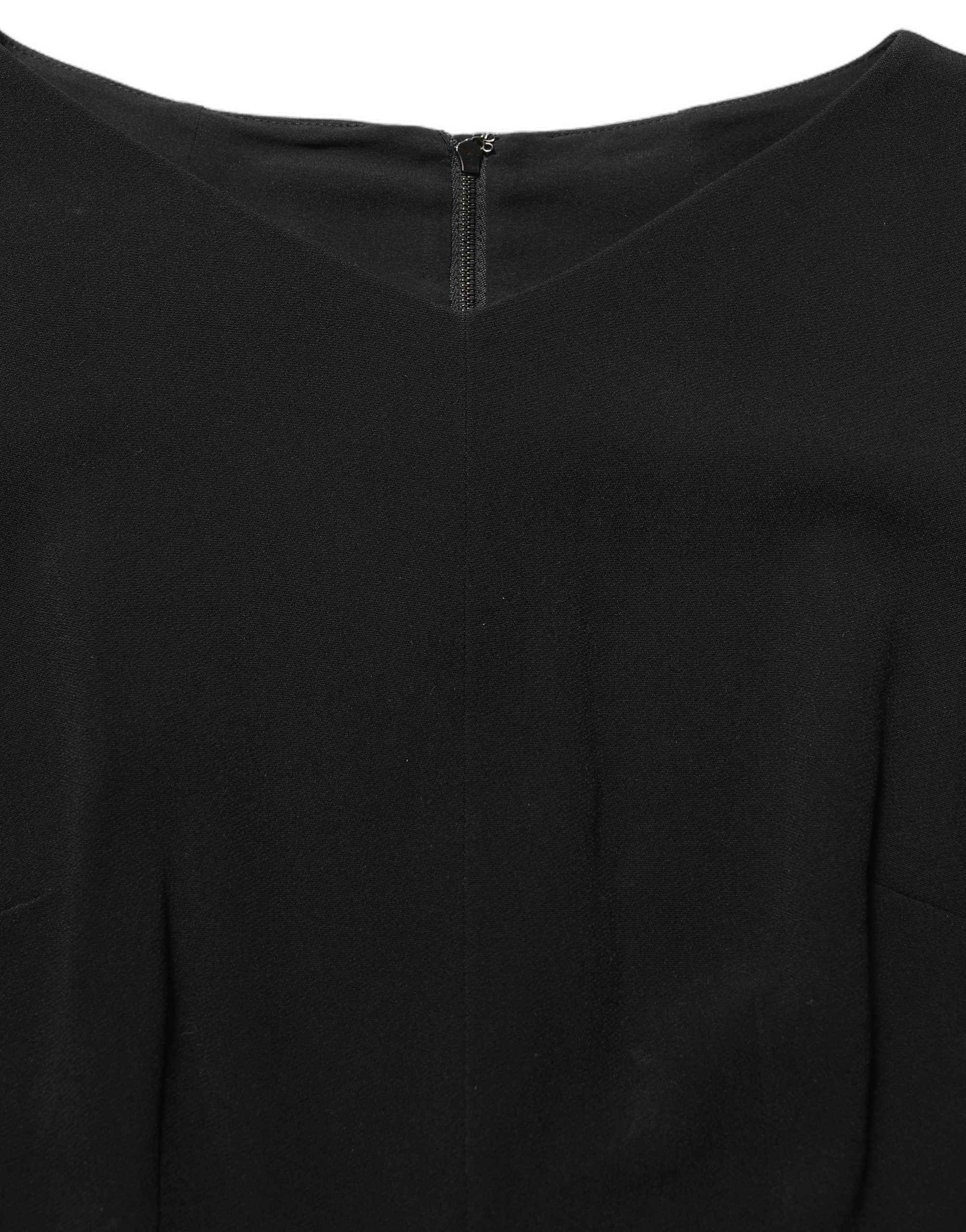 Dolce & Gabbana Black Viscose Short Sleeve A-line Midi Dress