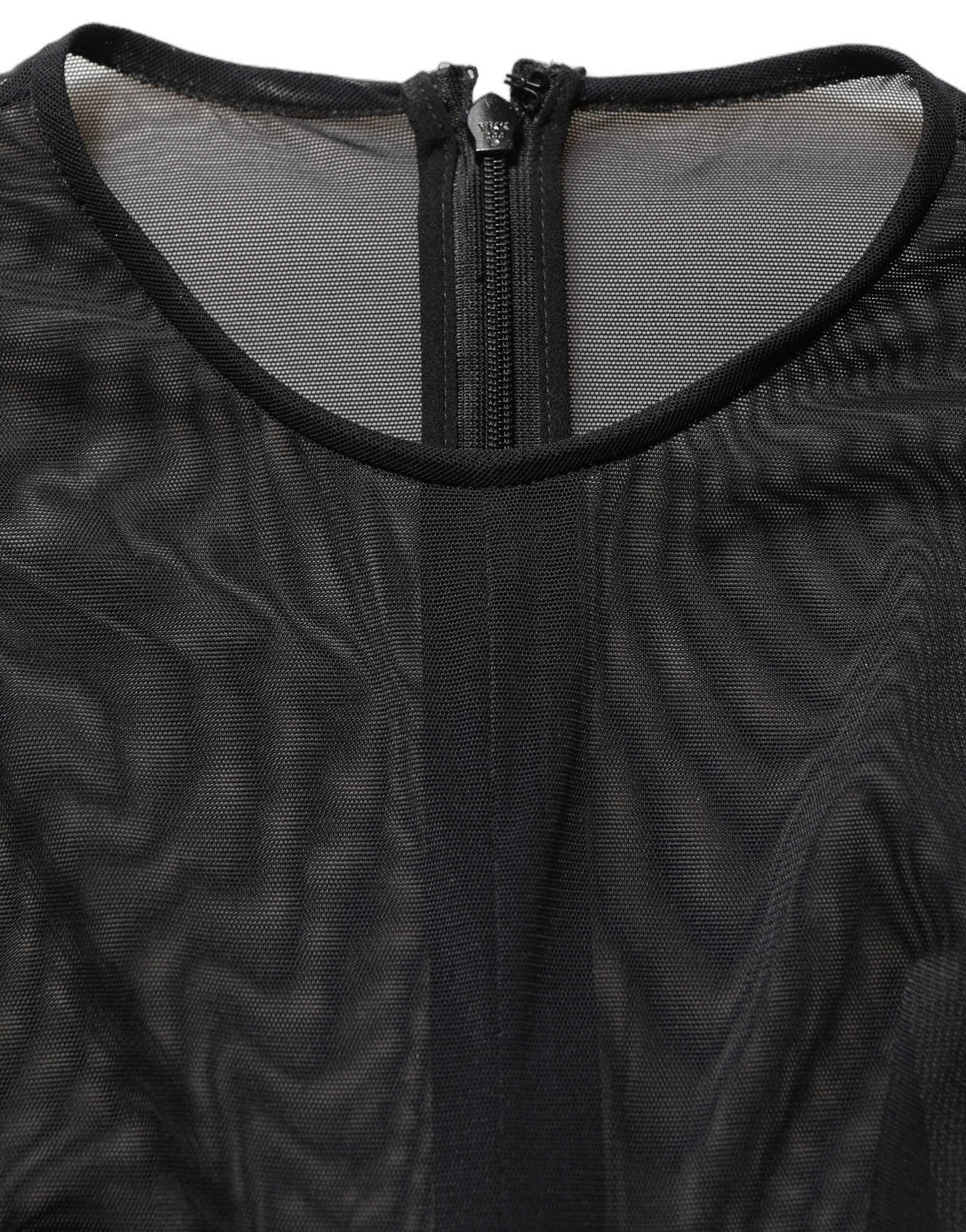 Dolce & Gabbana Black Long Sleeve Sheer Fitted Maxi Dress