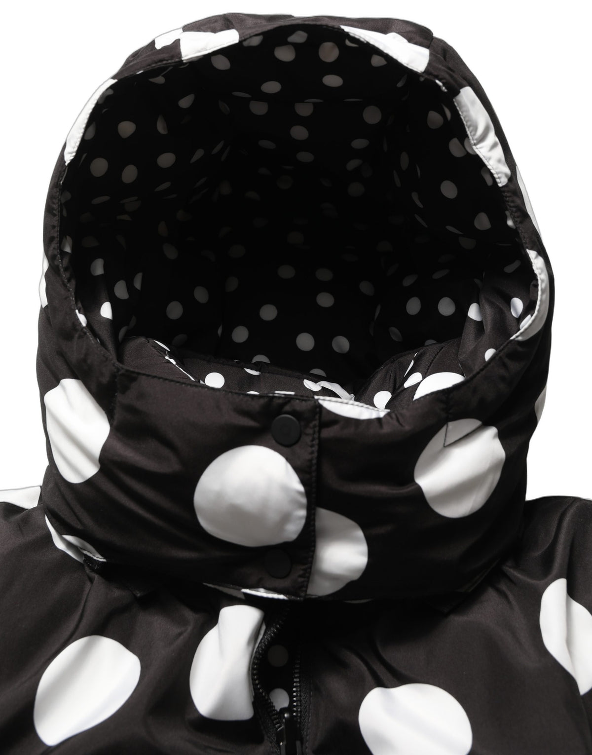 Dolce & Gabbana Black White Polka Dot Hooded Blouson Jacket