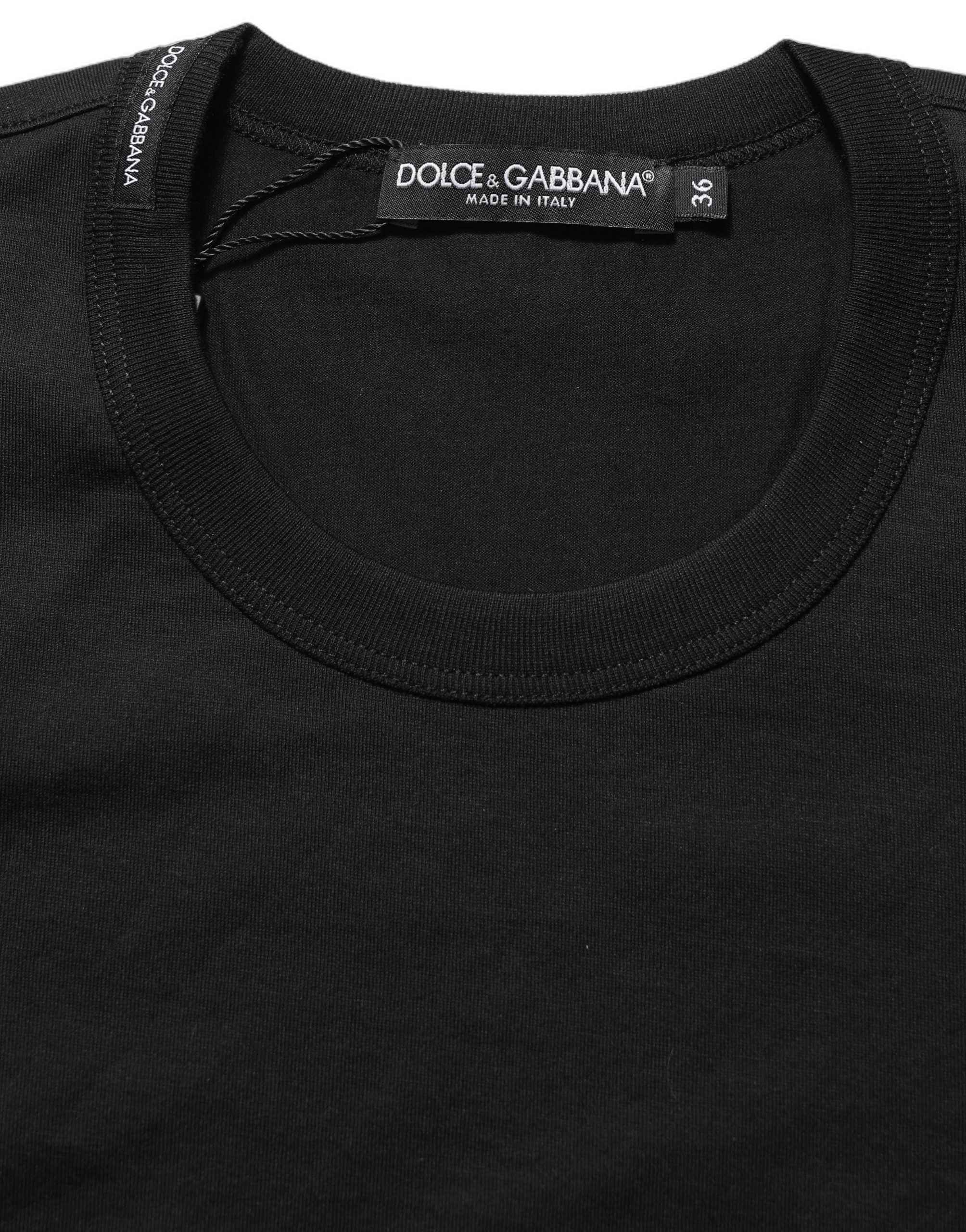 Dolce & Gabbana Black Cotton Short Sleeves Crew Neck T-shirt