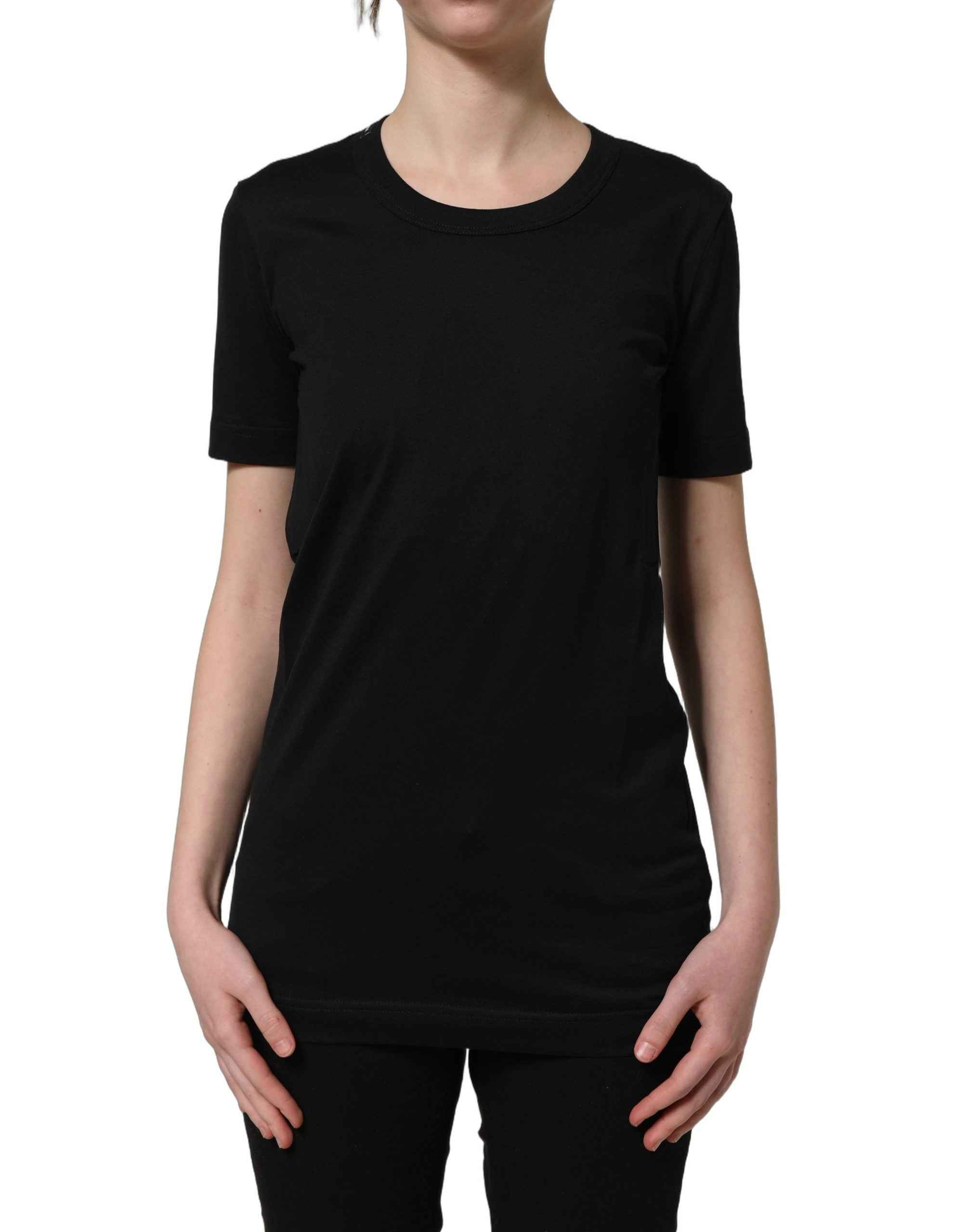 Dolce & Gabbana Black Cotton Short Sleeves Crew Neck T-shirt