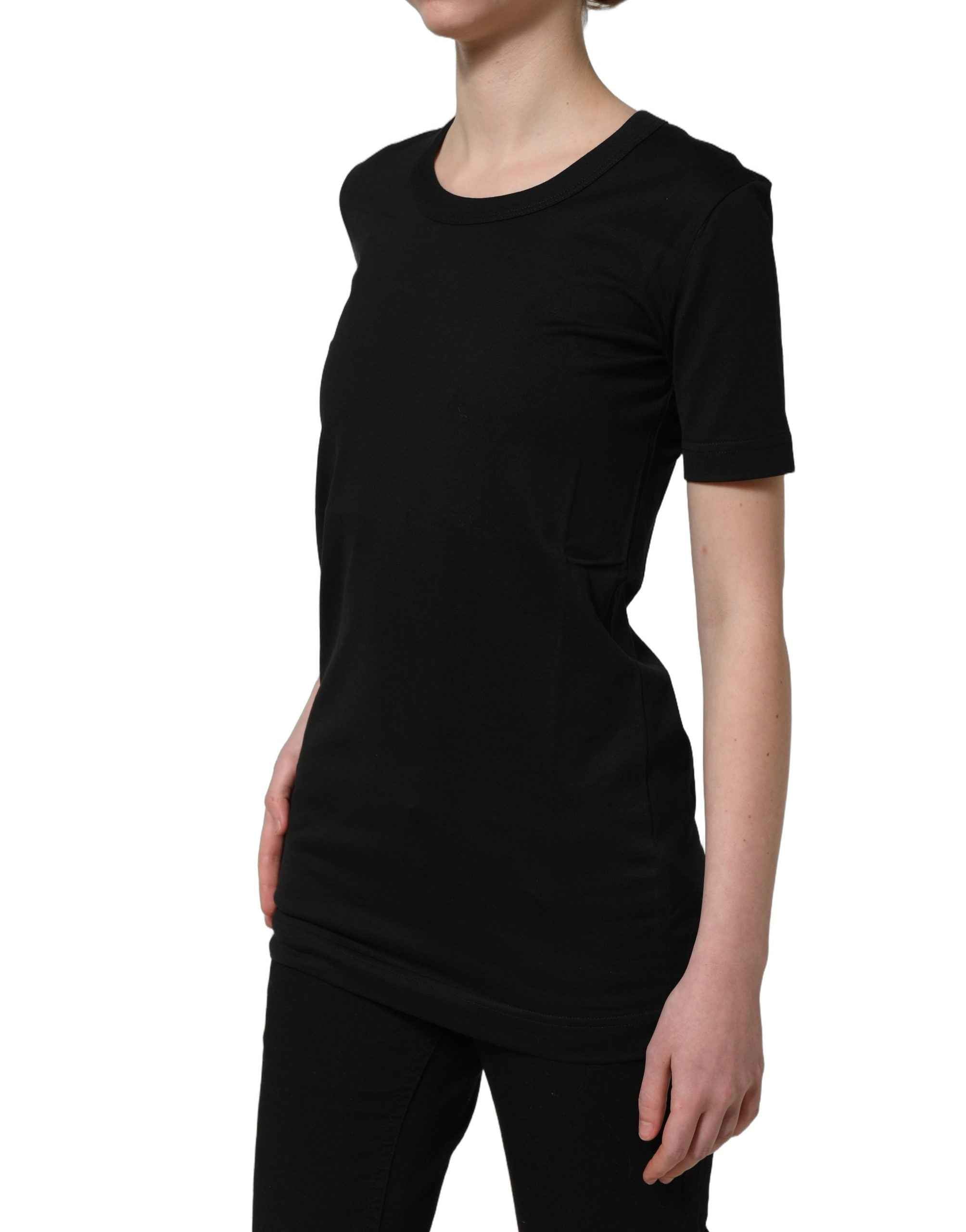 Dolce & Gabbana Black Cotton Short Sleeves Crew Neck T-shirt