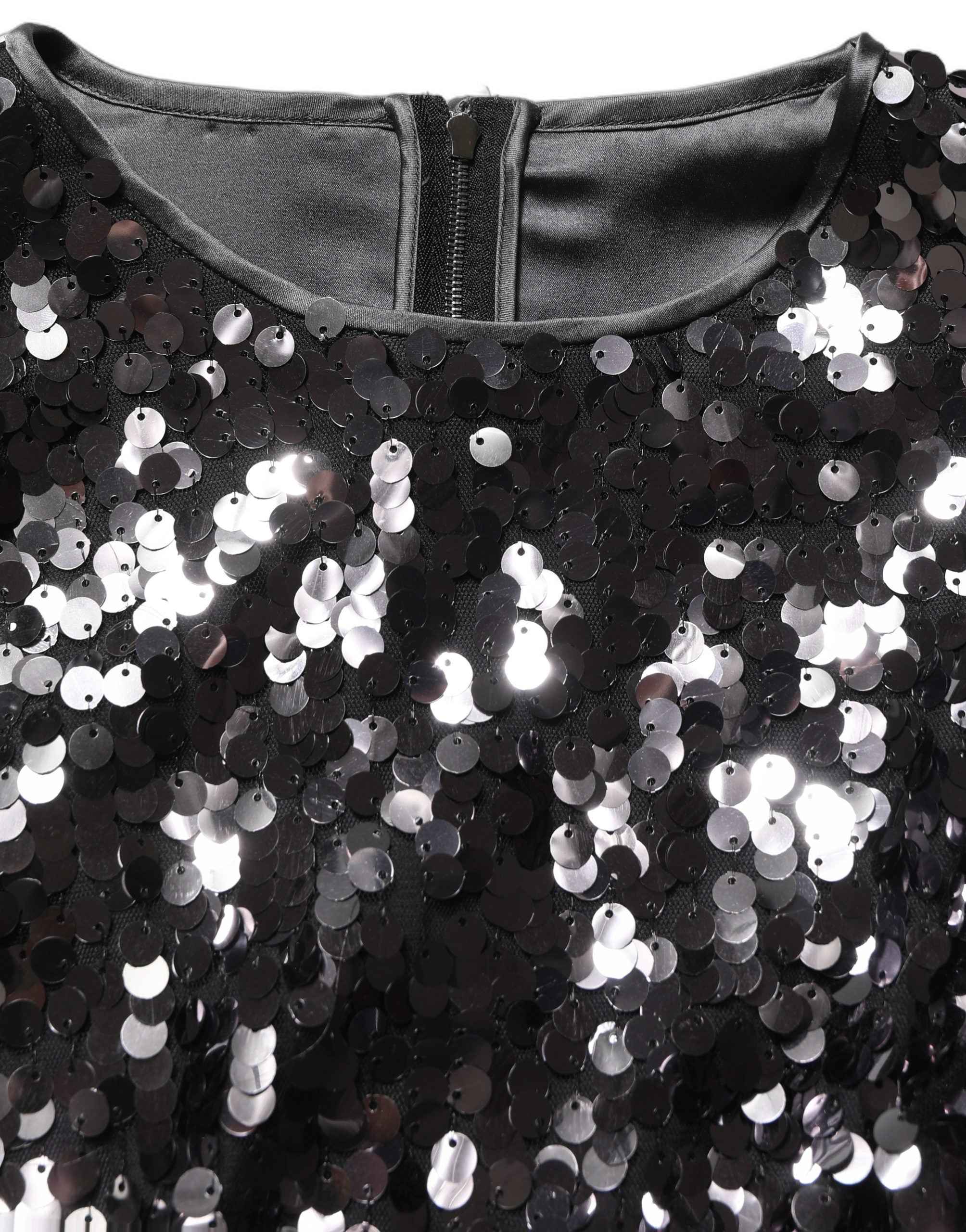 Dolce & Gabbana Black Sequined Long Sleeves Crop Blouse Top