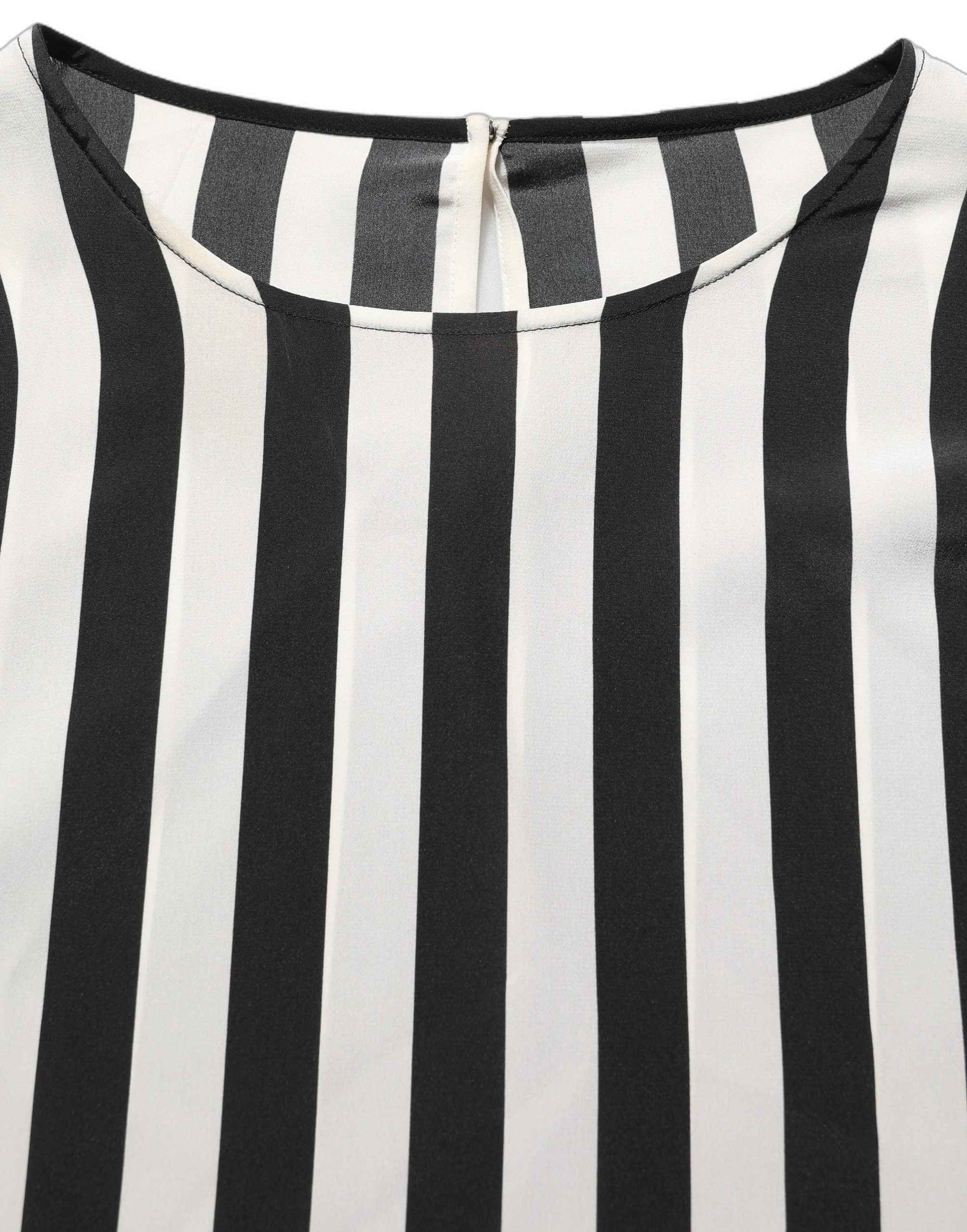 Dolce & Gabbana Black White Stripes Round Neck Blouse Top