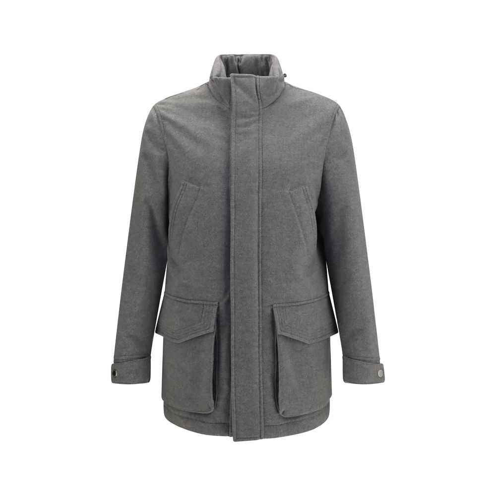 Brunello Cucinelli Gray Cashmere Full-Length Jacket