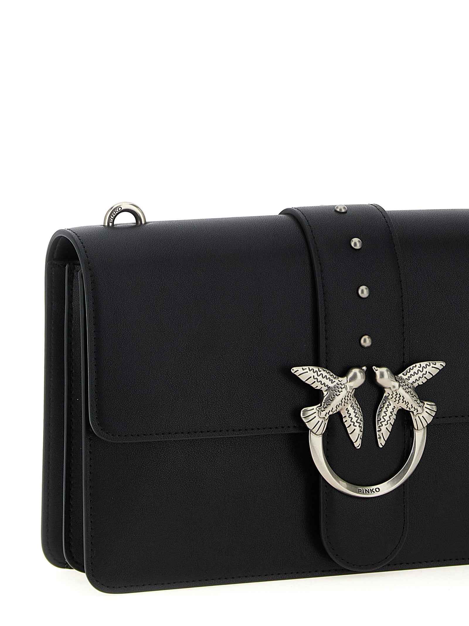 PINKO Black Goatskin Crossbody Bag