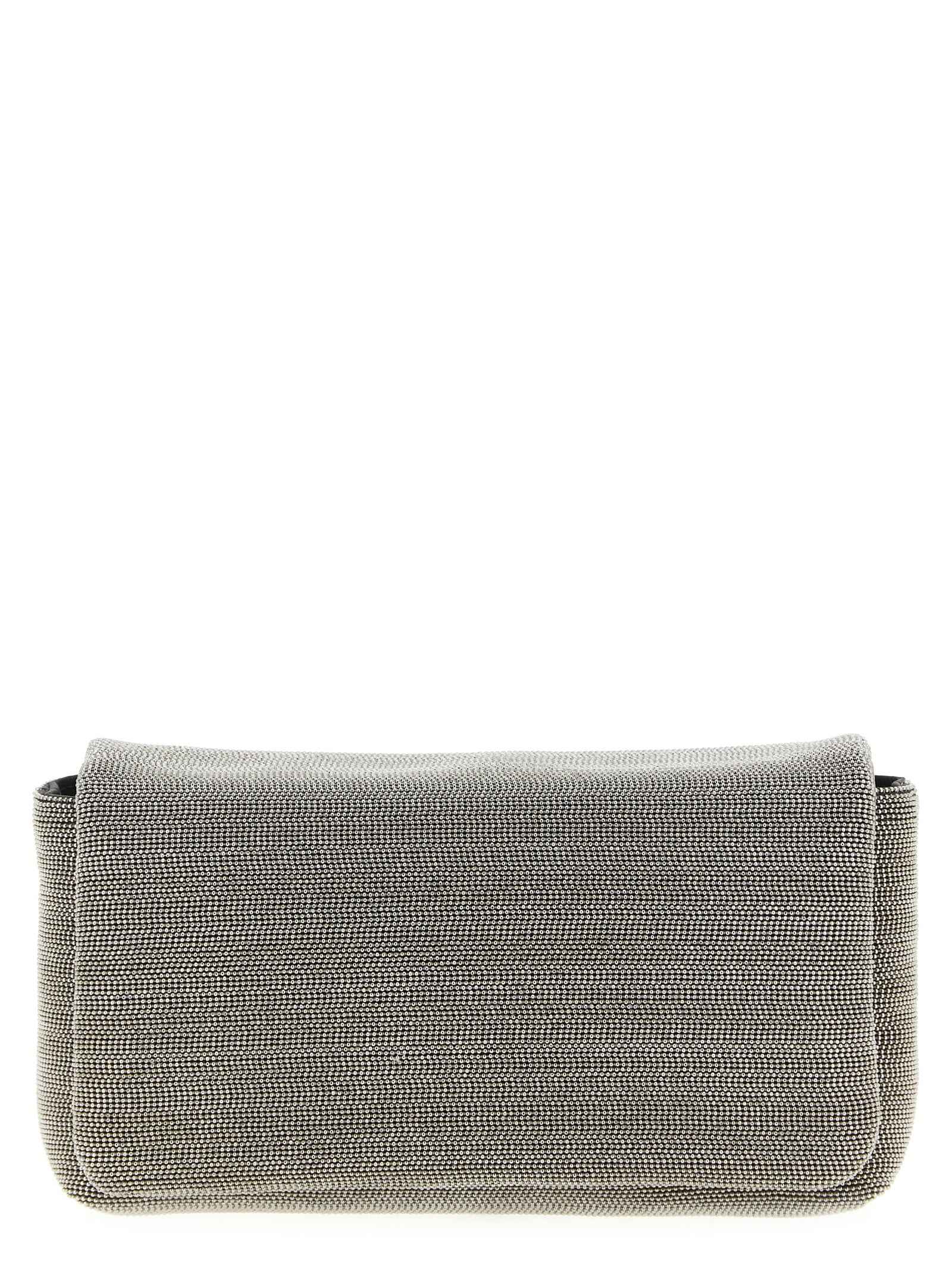 Brunello Cucinelli Silver Leather Clutch Bag