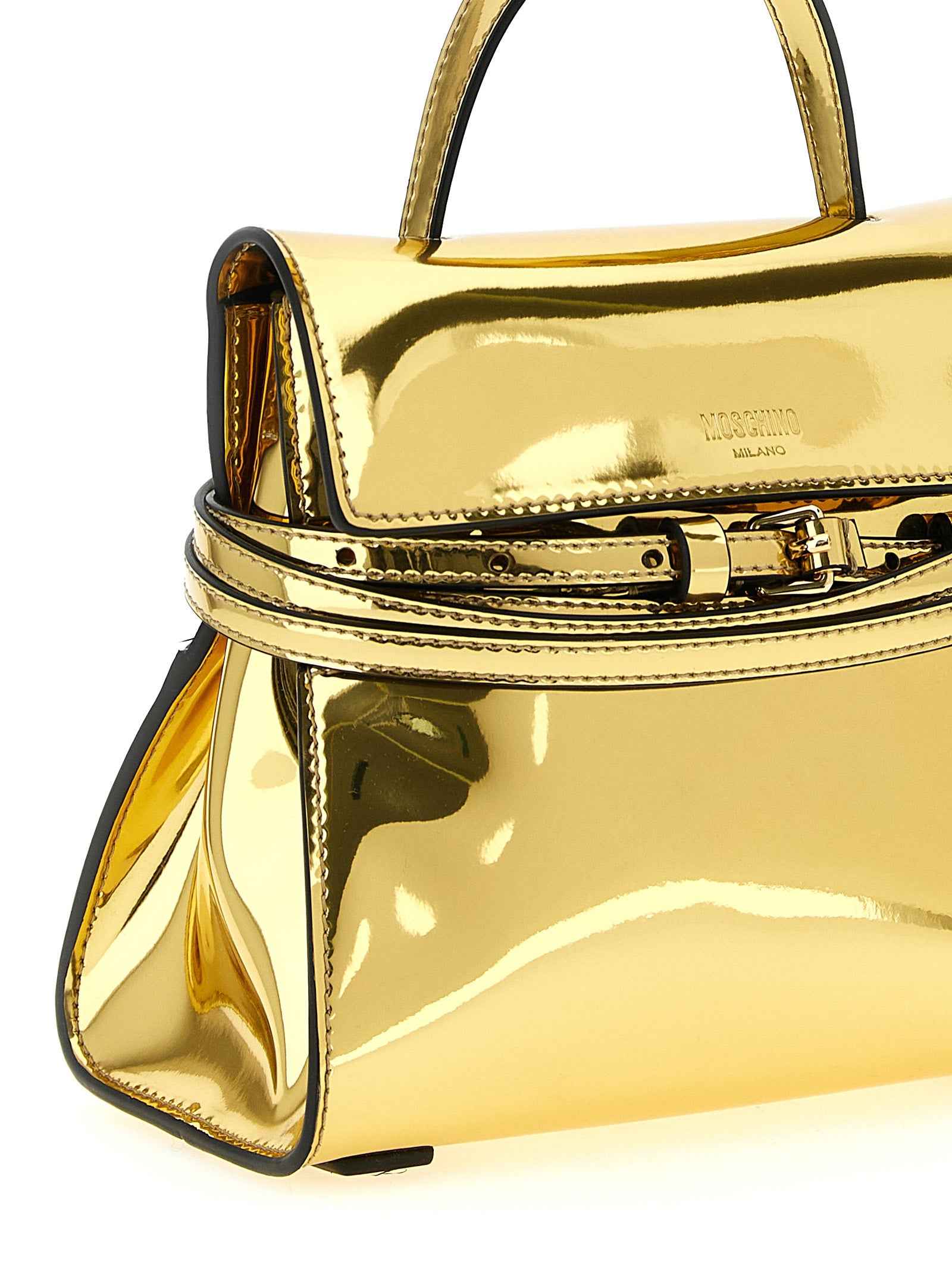 Moschino Gold Polyethylene Handbag