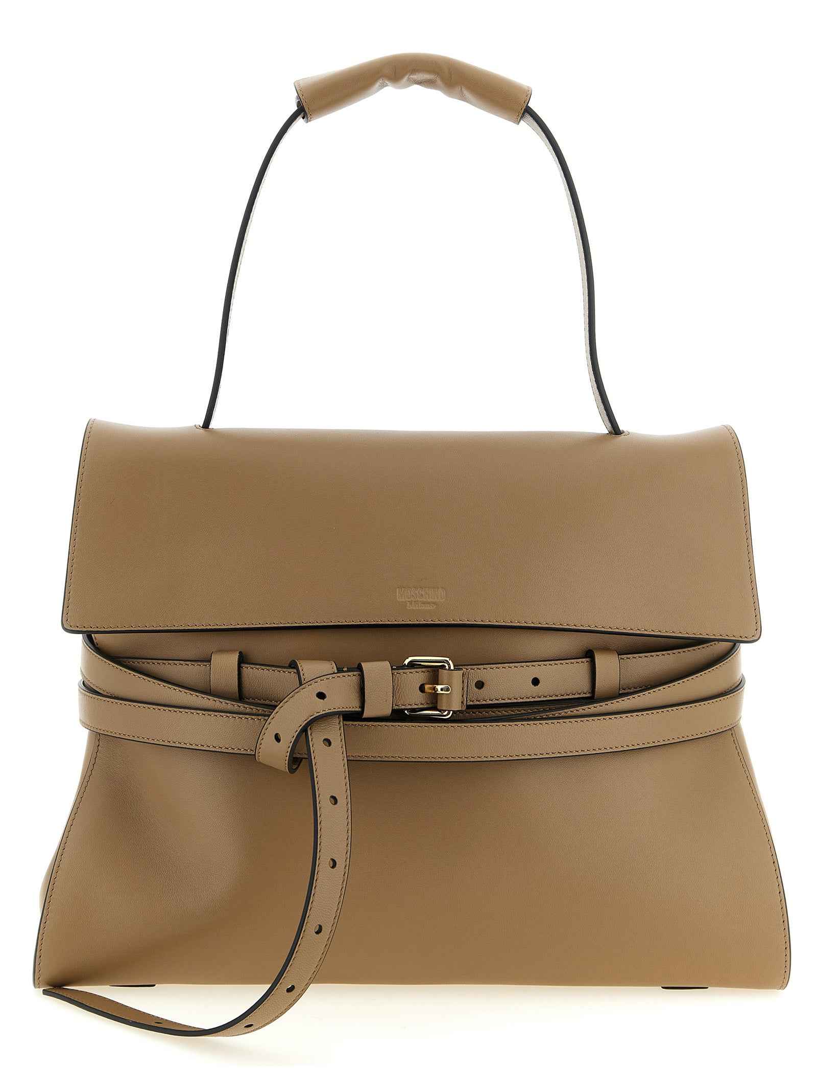 Moschino Beige Napa Leather / Calf Bos Taurus Shoulder Bag