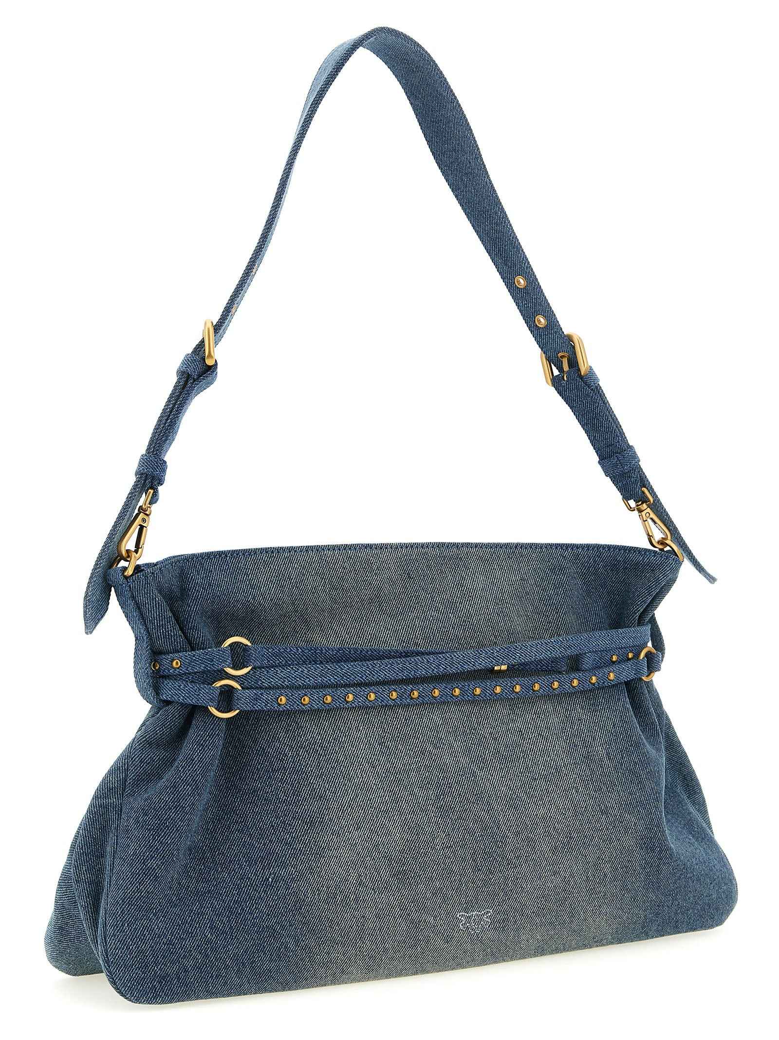 PINKO Blue Cotton Shoulder Bag