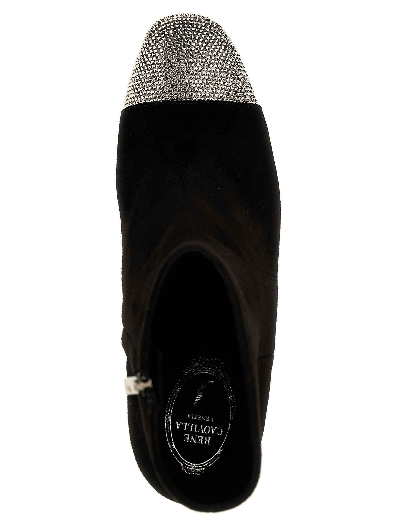RENE CAOVILLA Black Leather Ankle Boots