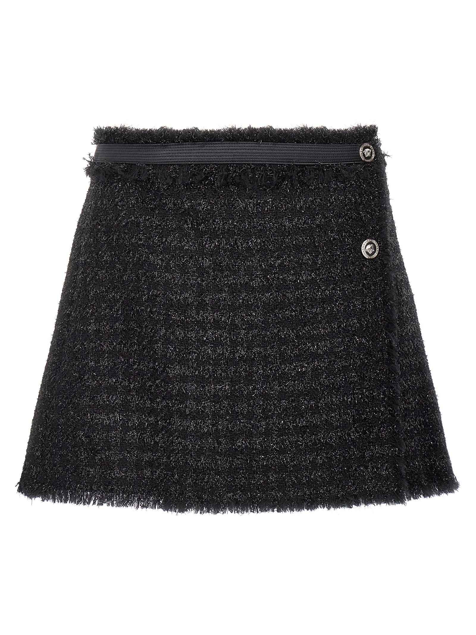 Versace Black Virgin Wool Long Skirt