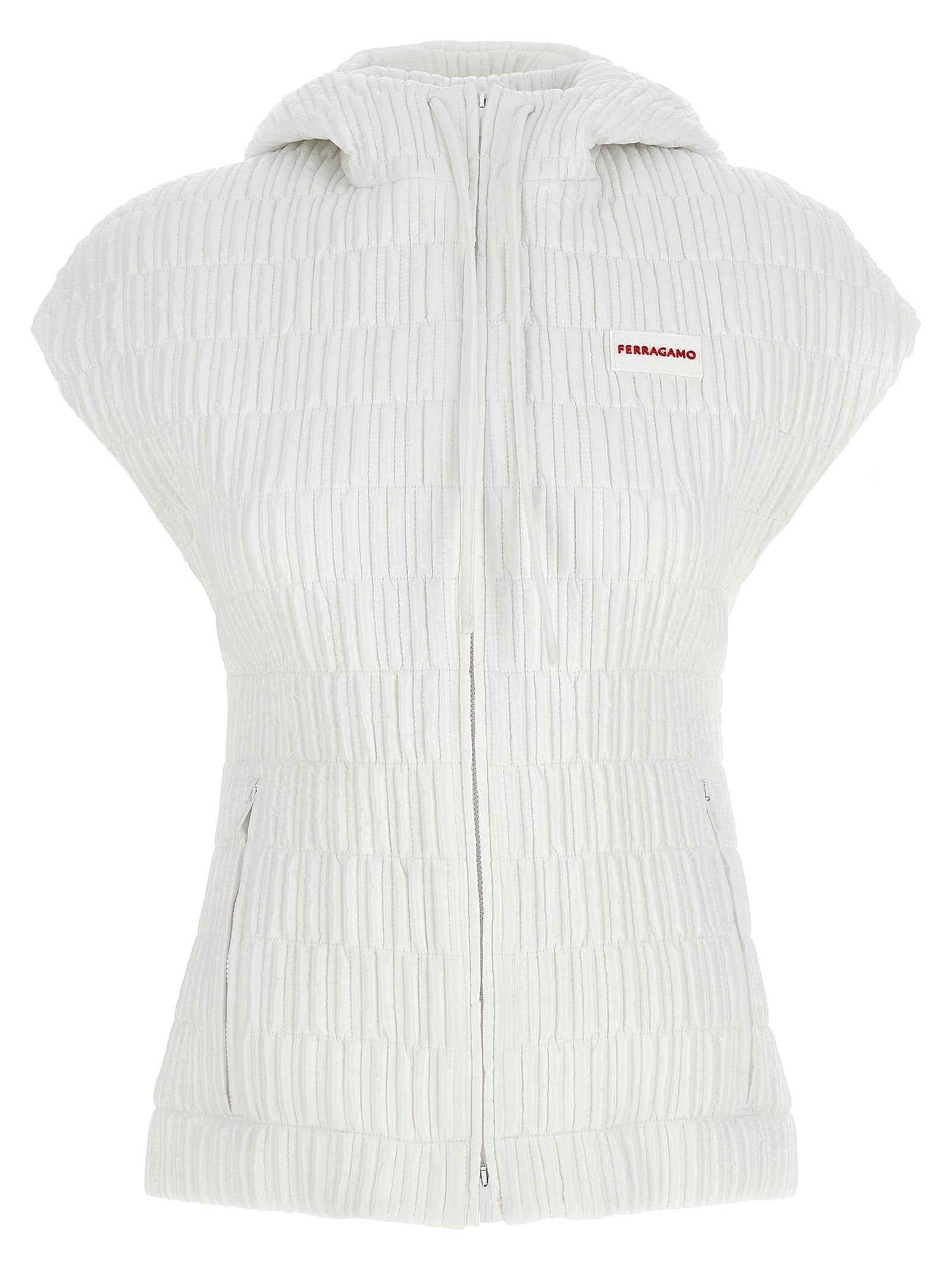 Ferragamo White Polyamide Sleeveless Jacket