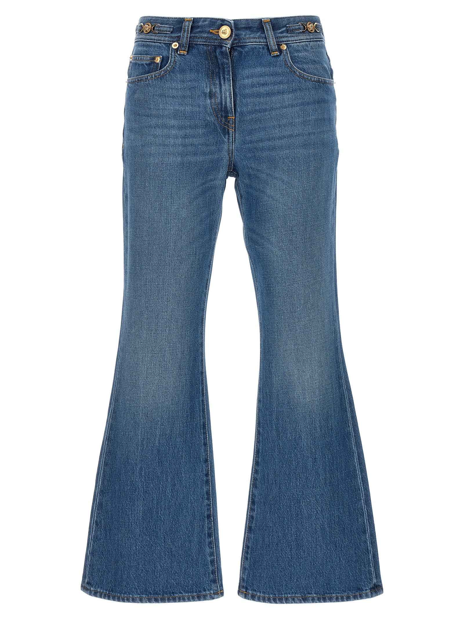 Versace Blue Cotton Flared Jeans
