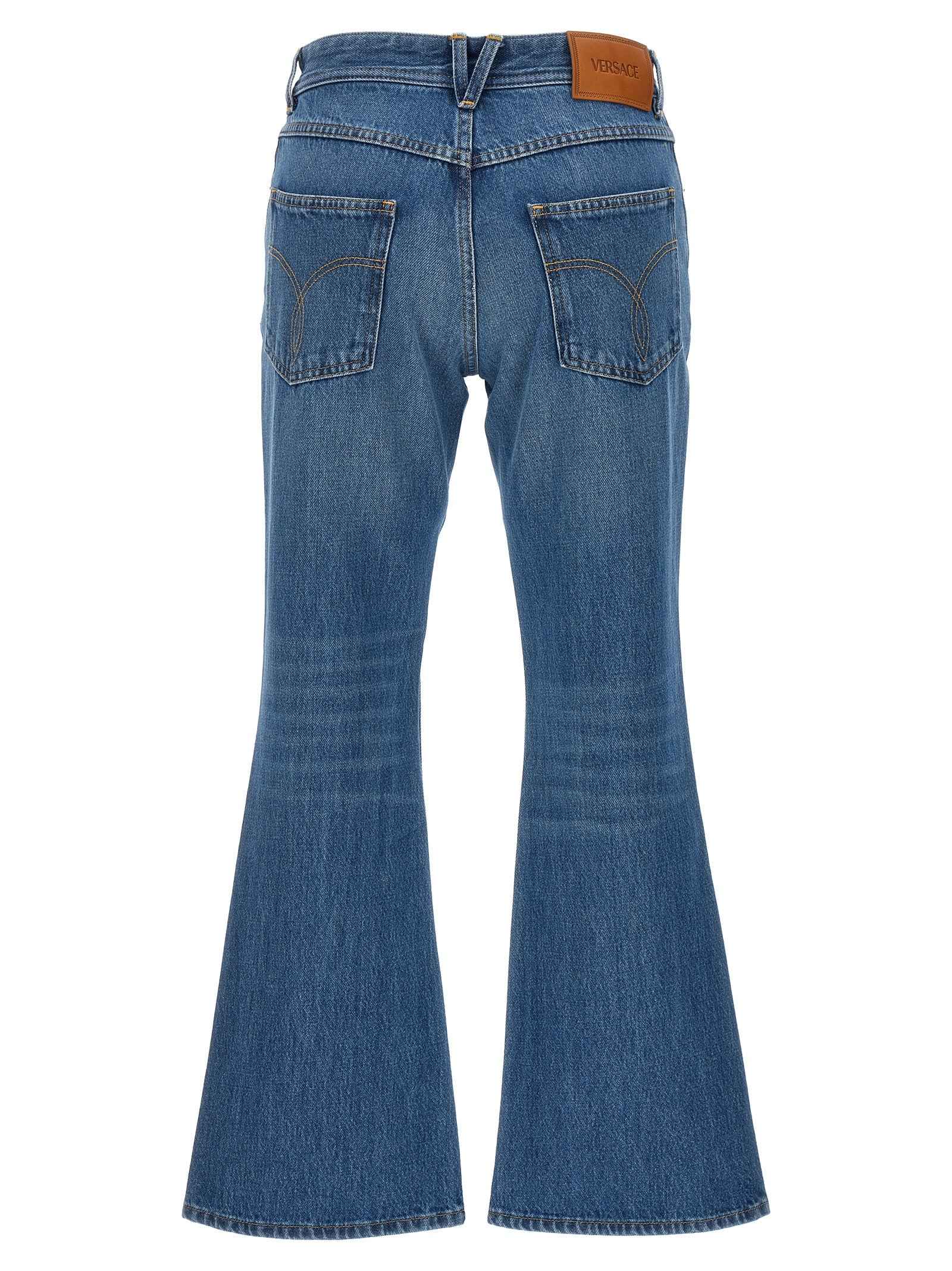 Versace Blue Cotton Flared Jeans