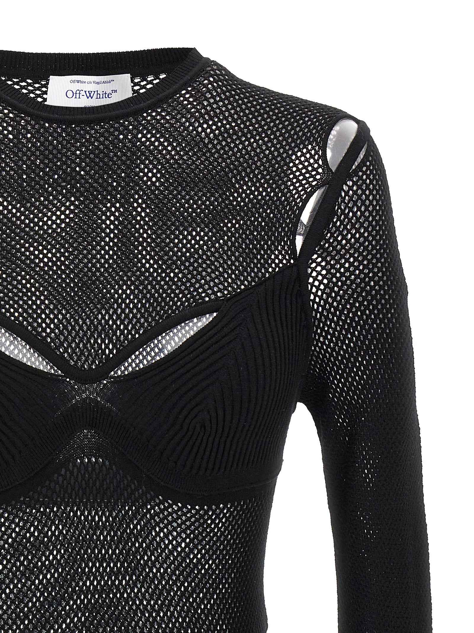 Off-White Black Viscose Tank Tops