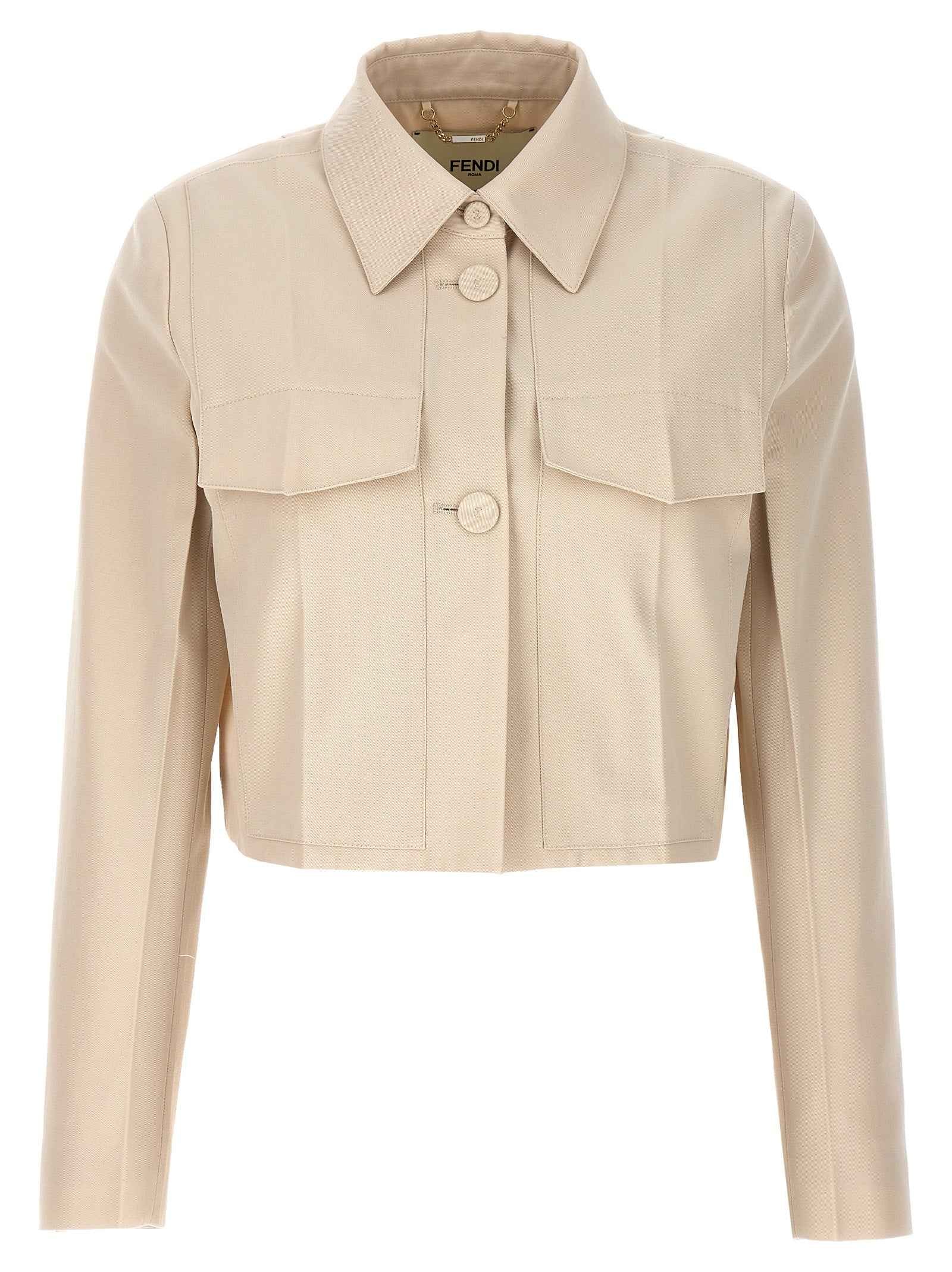 Fendi Beige Wool Full-Length Jacket