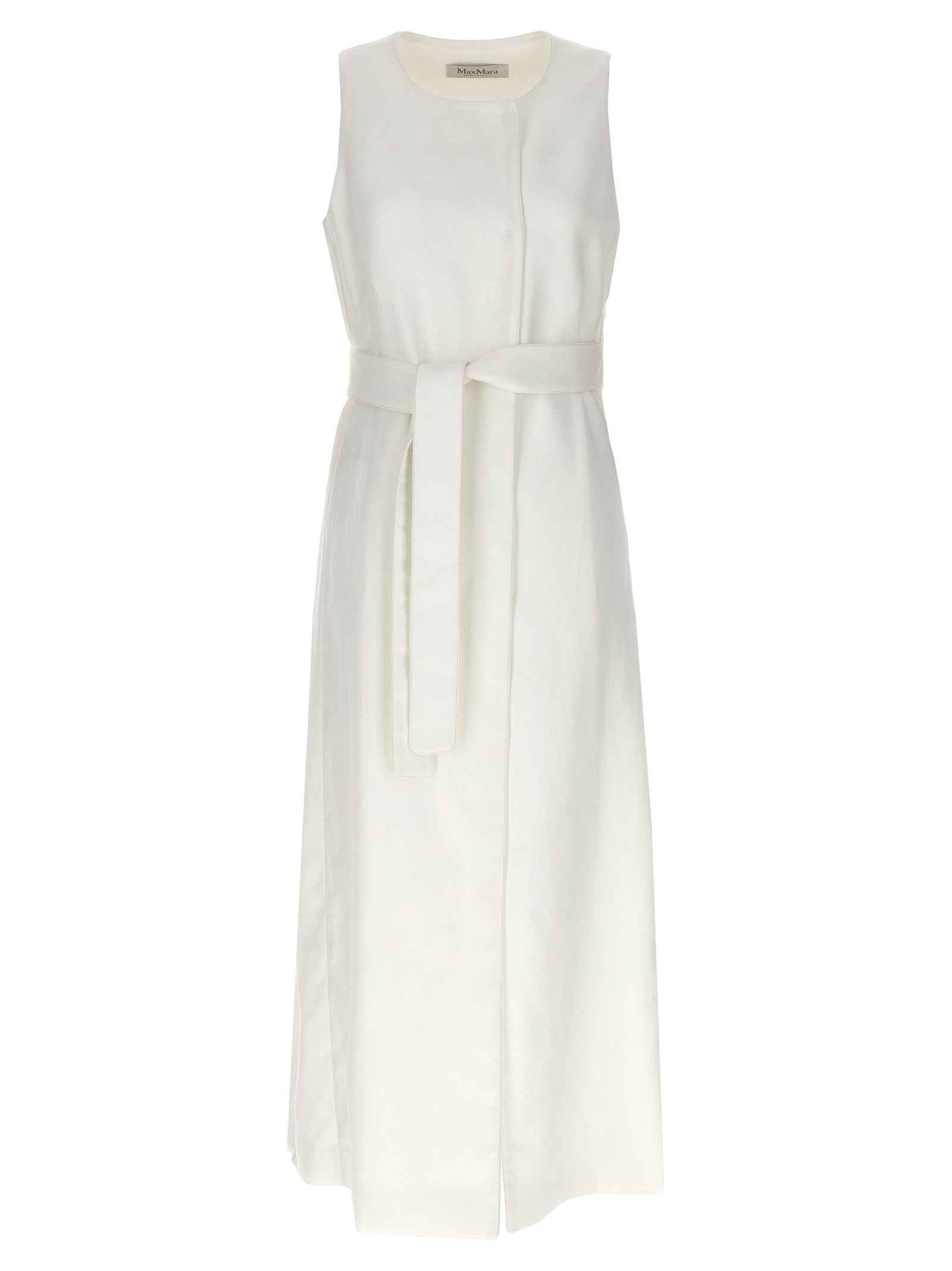 Max Mara White Flax Sleeveless Jacket
