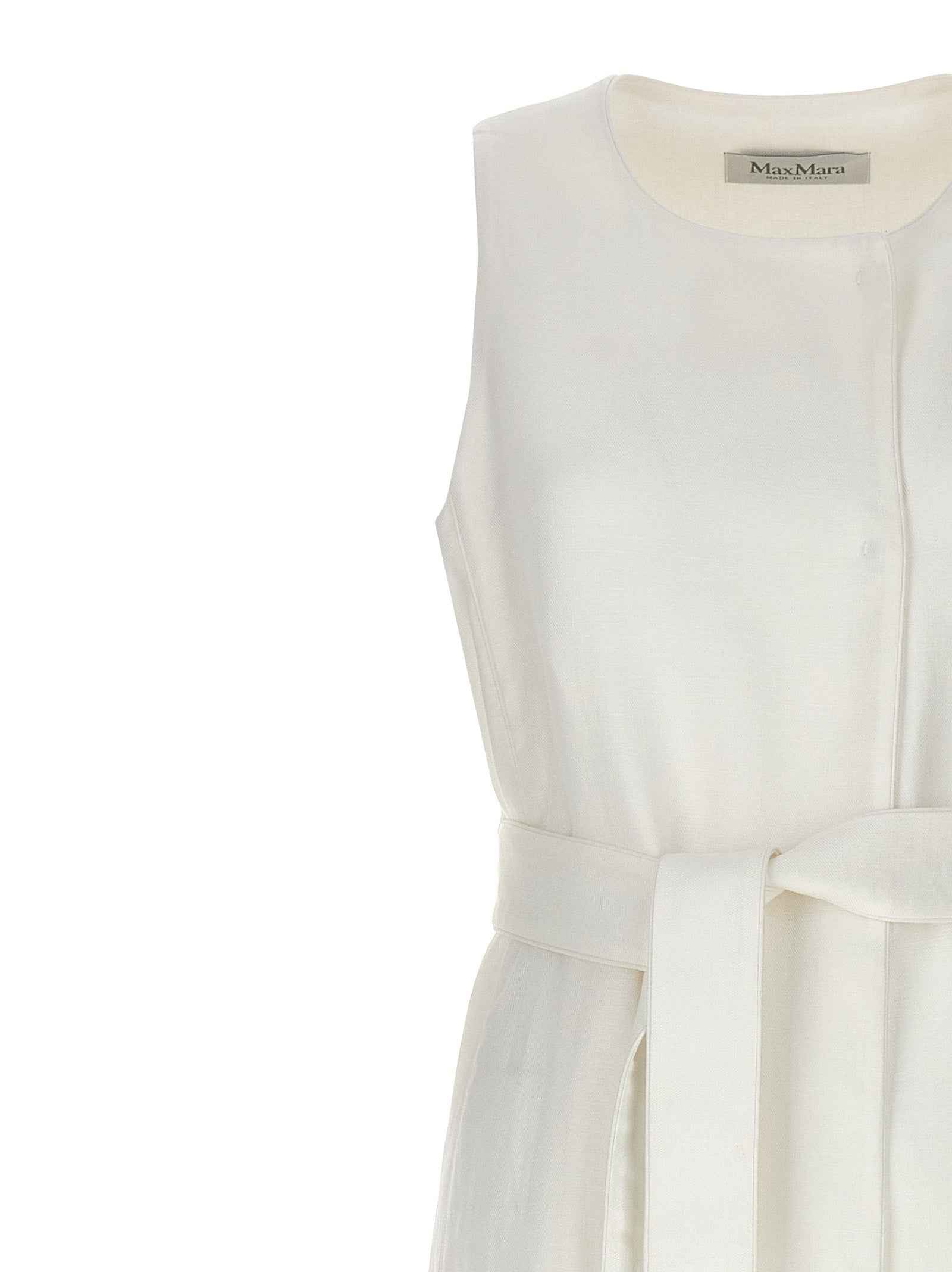 Max Mara White Flax Sleeveless Jacket