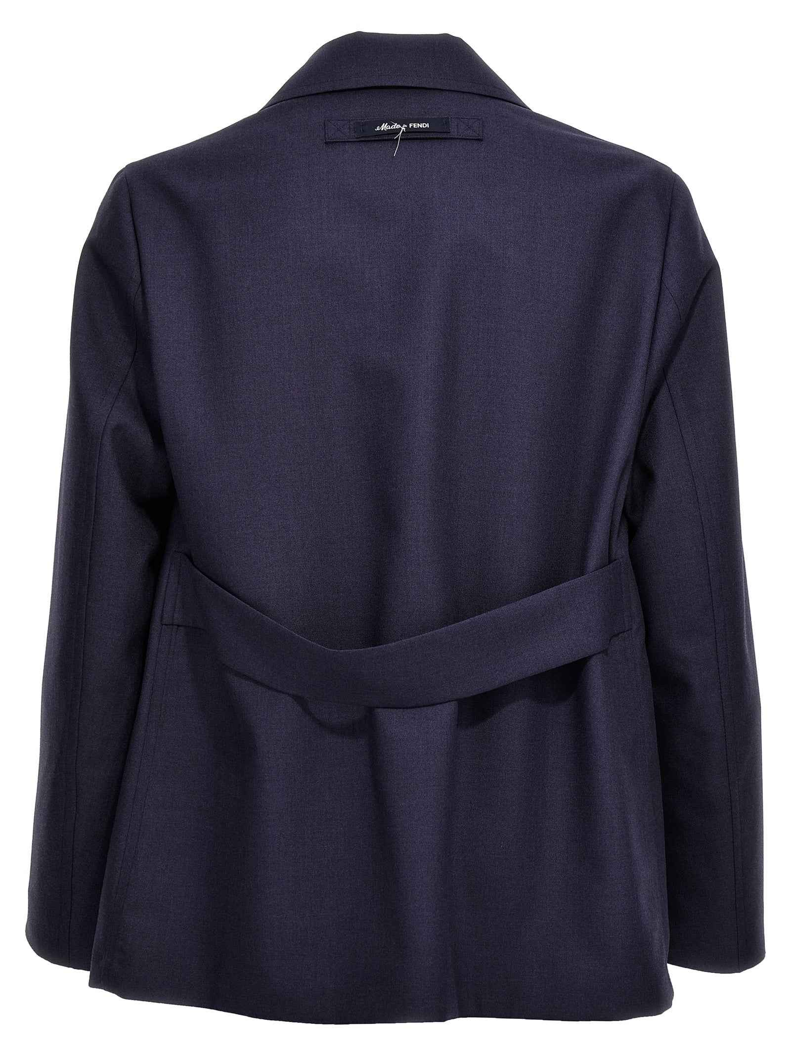 Fendi Blue Virgin Wool Full-Length Jacket