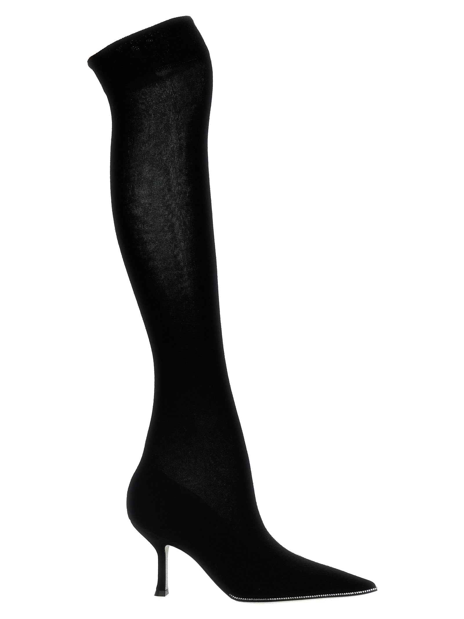 RENE CAOVILLA Black Leather Over The Knee