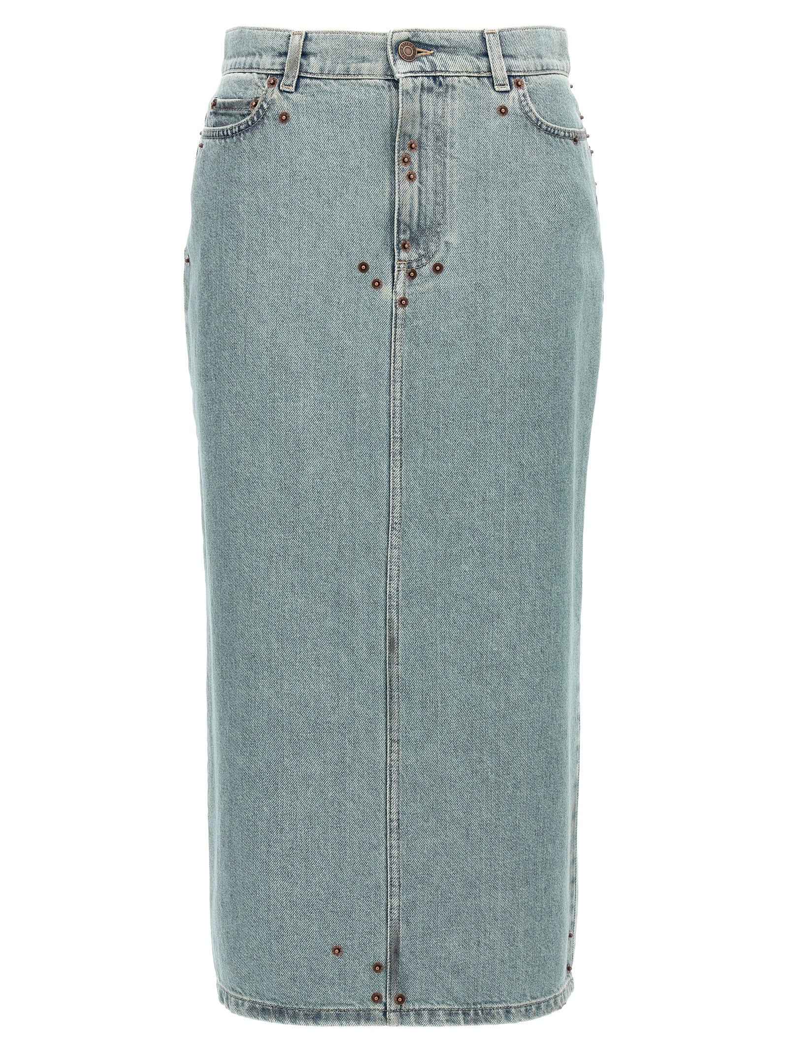 Moschino Blue Cotton Midi Skirt