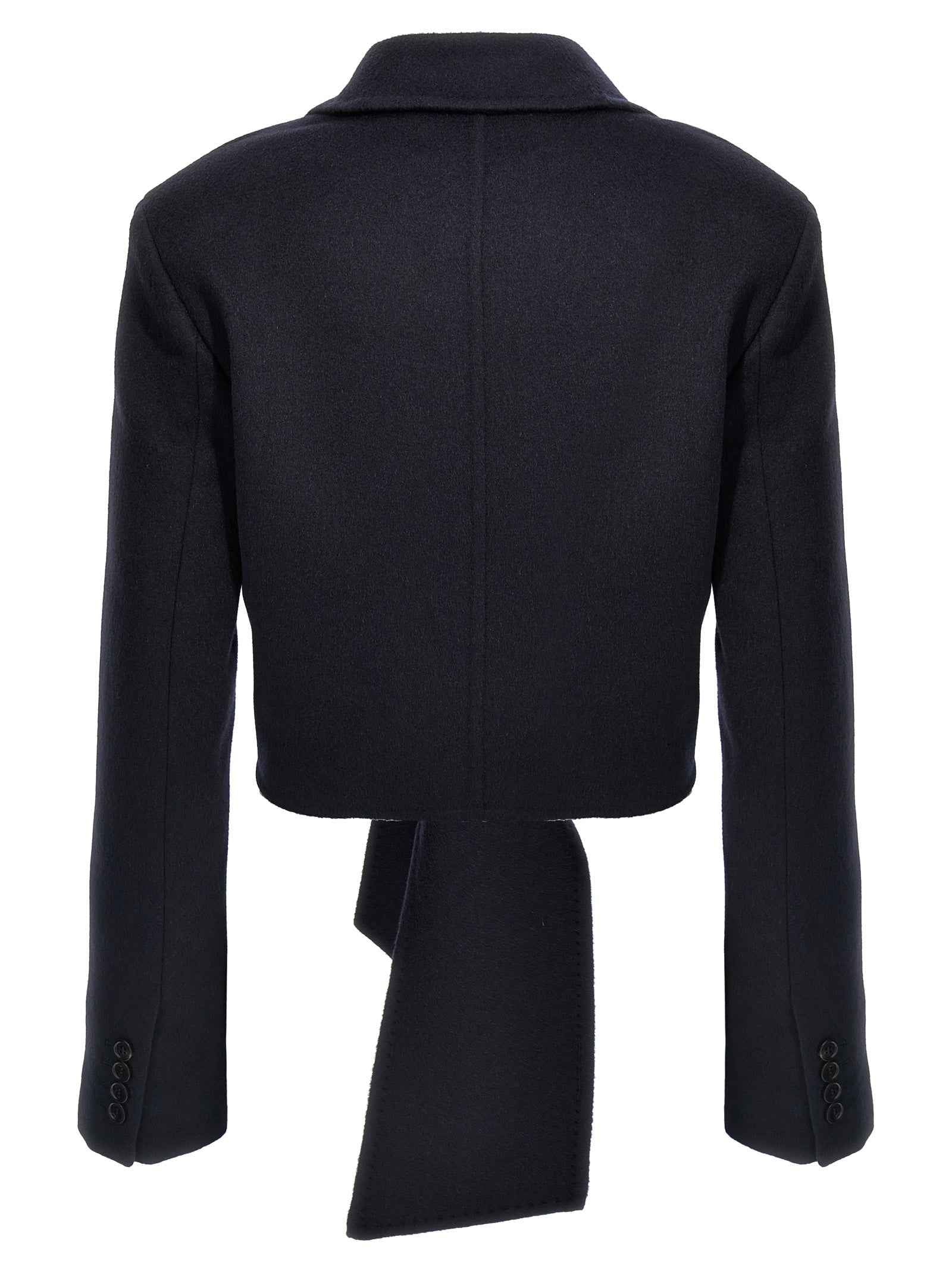 Max Mara Blue Wool Full-Length Jacket