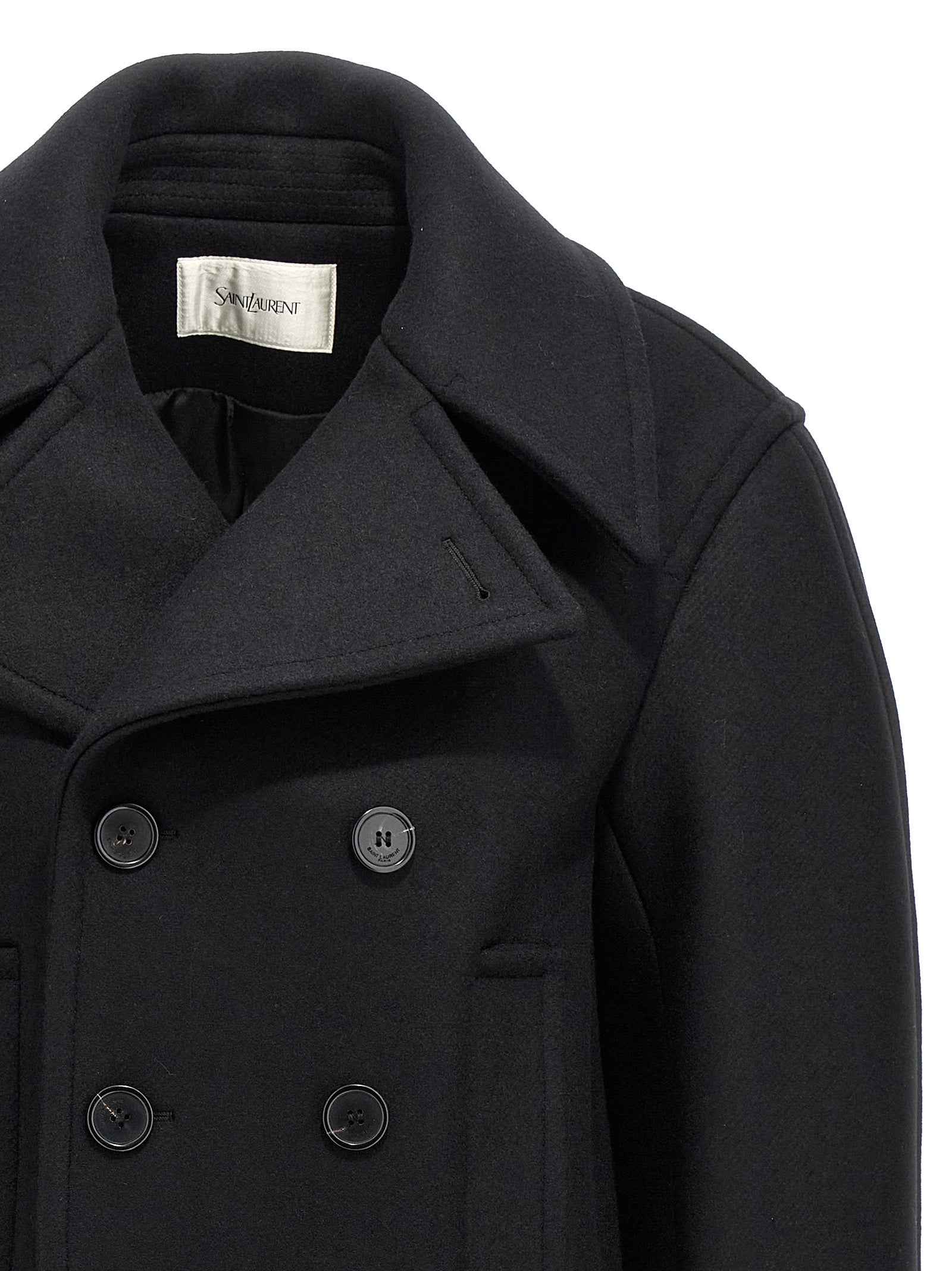 Saint Laurent Black Virgin Wool Coat