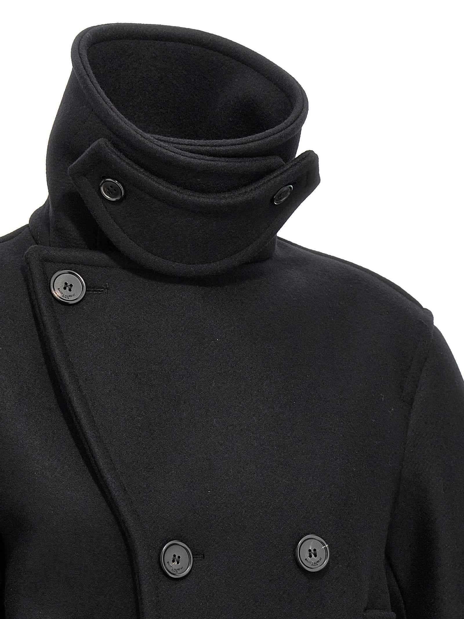 Saint Laurent Black Virgin Wool Coat